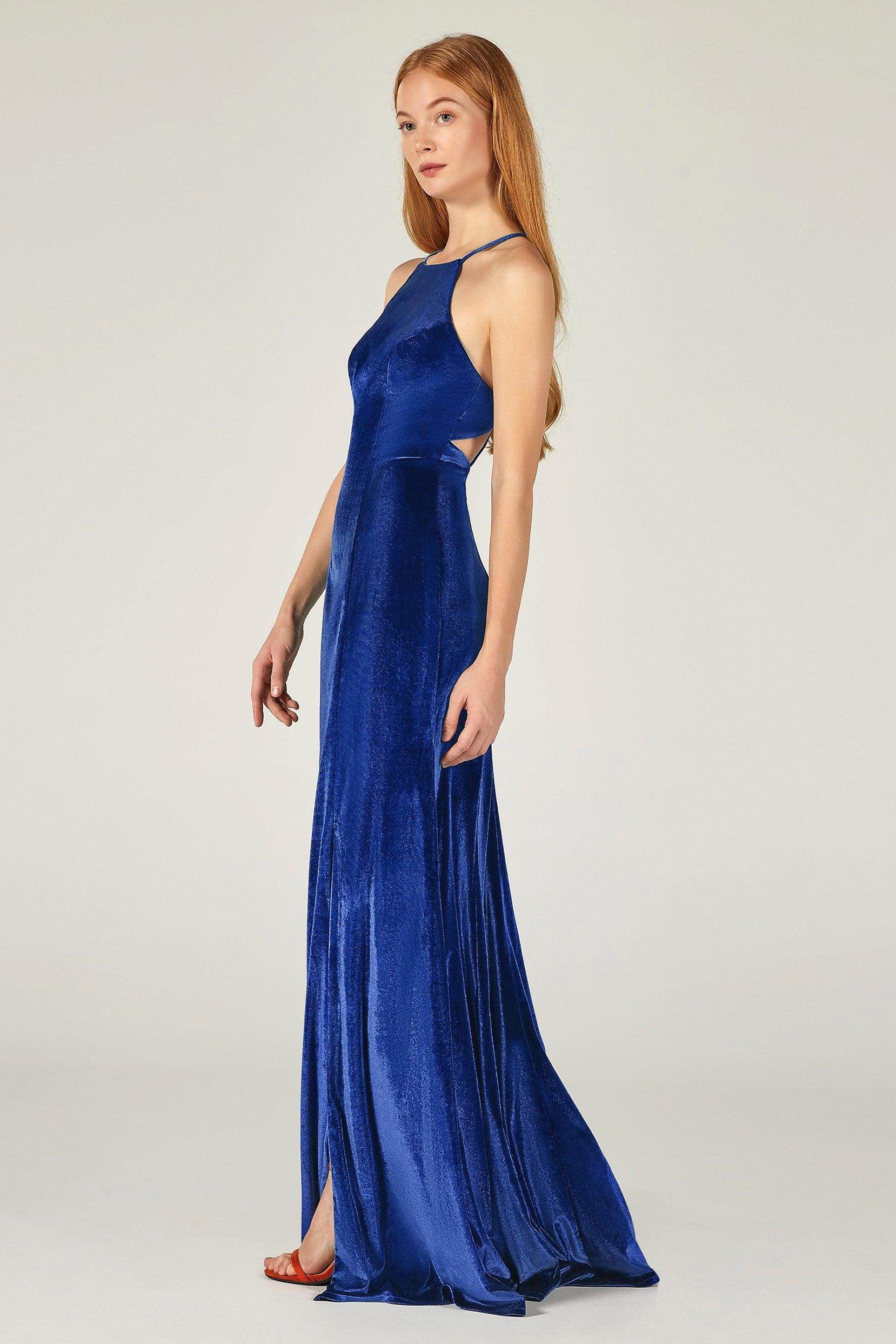 Sheath-Column Floor Length Velvet Bridesmaid Dress CB0372