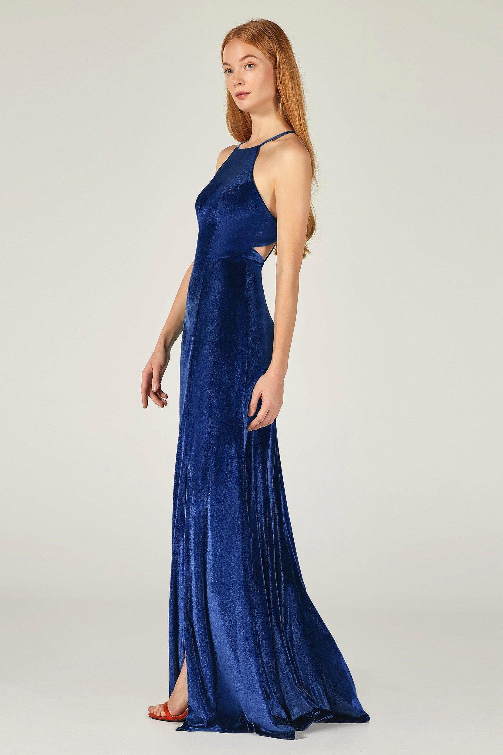 Sheath-Column Floor Length Velvet Bridesmaid Dress CB0372