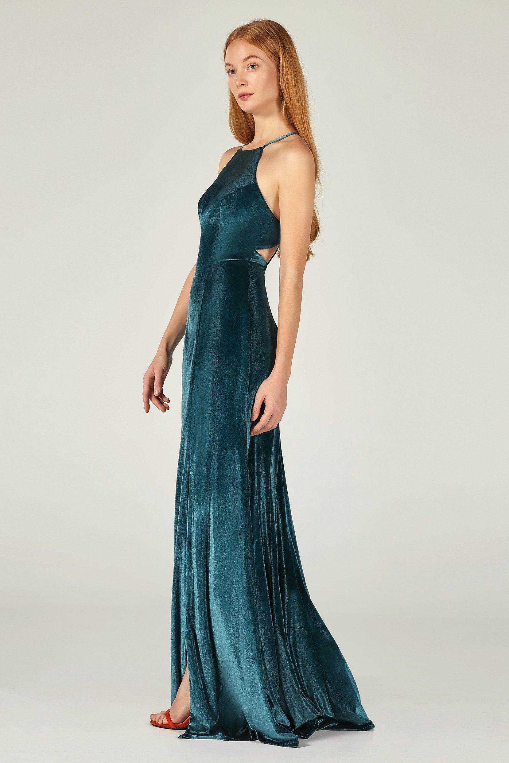 Sheath-Column Floor Length Velvet Bridesmaid Dress CB0372