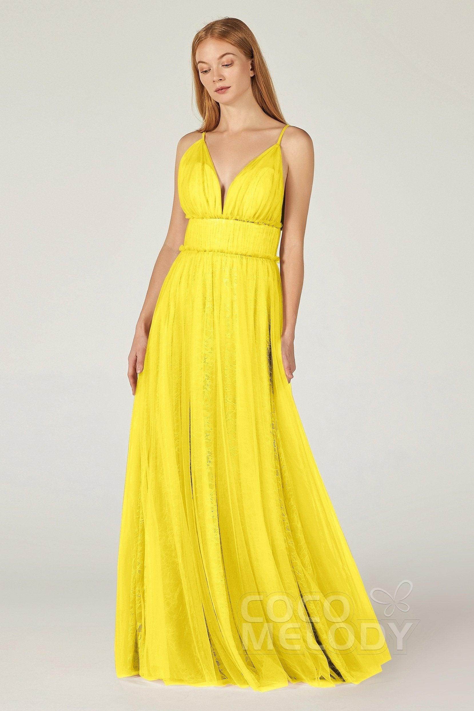 A-Line Floor Length Tulle Lace Bridesmaid Dress CB0374