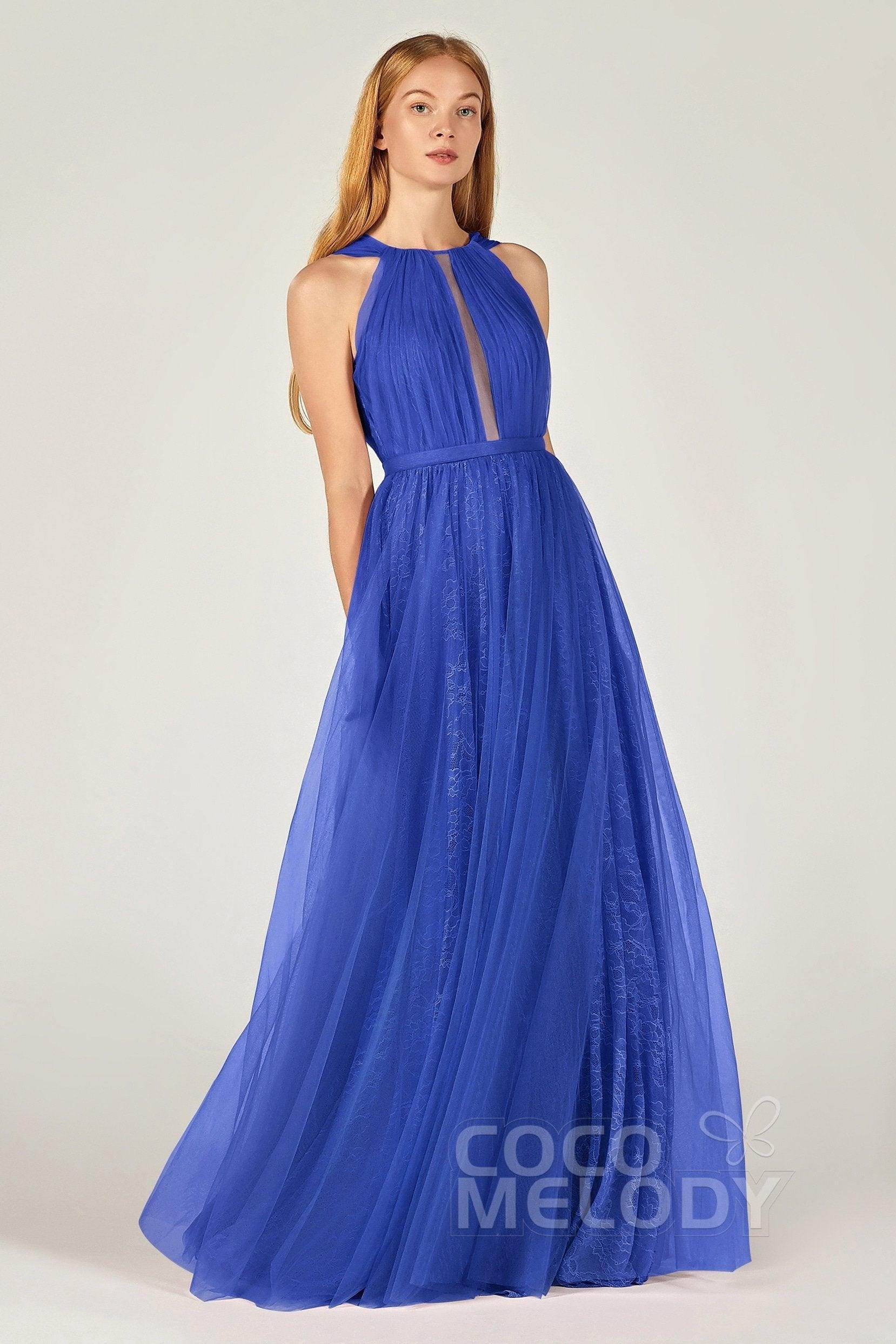 A-Line Floor Length Tulle/Lace Bridesmaid Dress CB0376