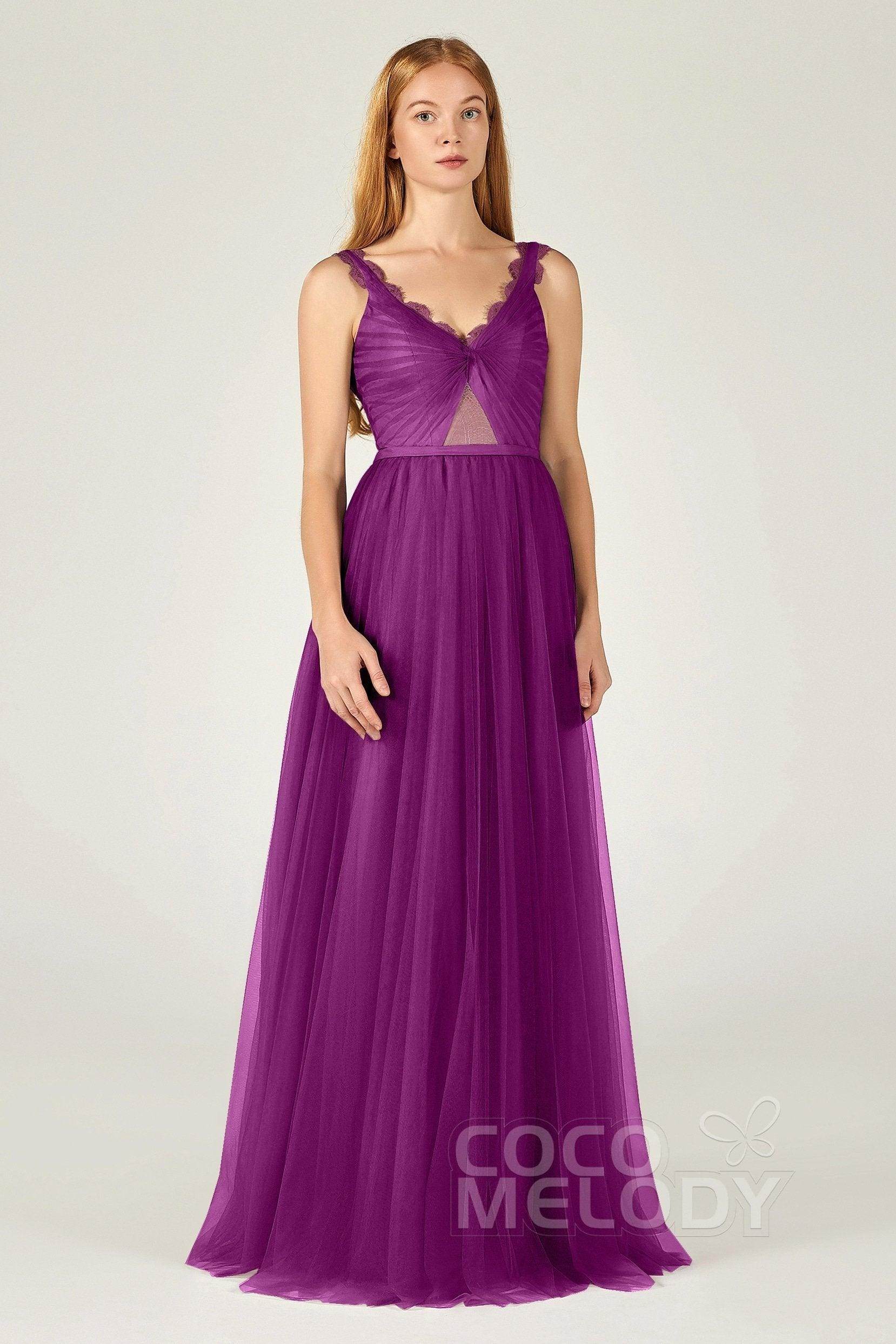 A-Line Floor Length Tulle Bridesmaid Dress CB0380