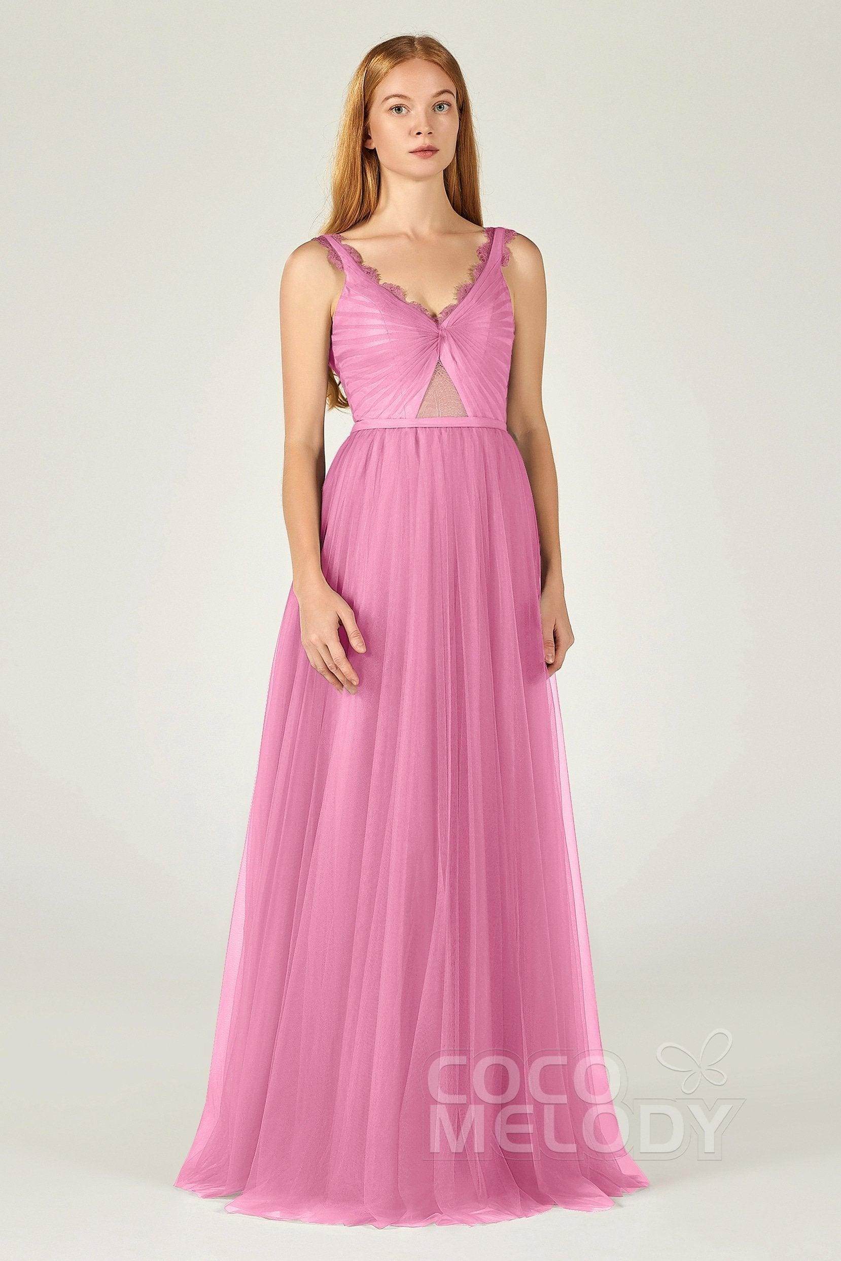 A-Line Floor Length Tulle Bridesmaid Dress CB0380