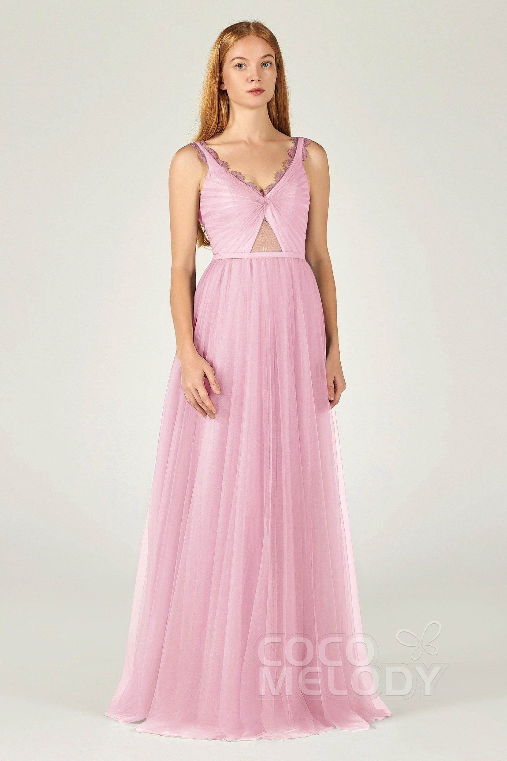 A-Line Floor Length Tulle Bridesmaid Dress CB0380