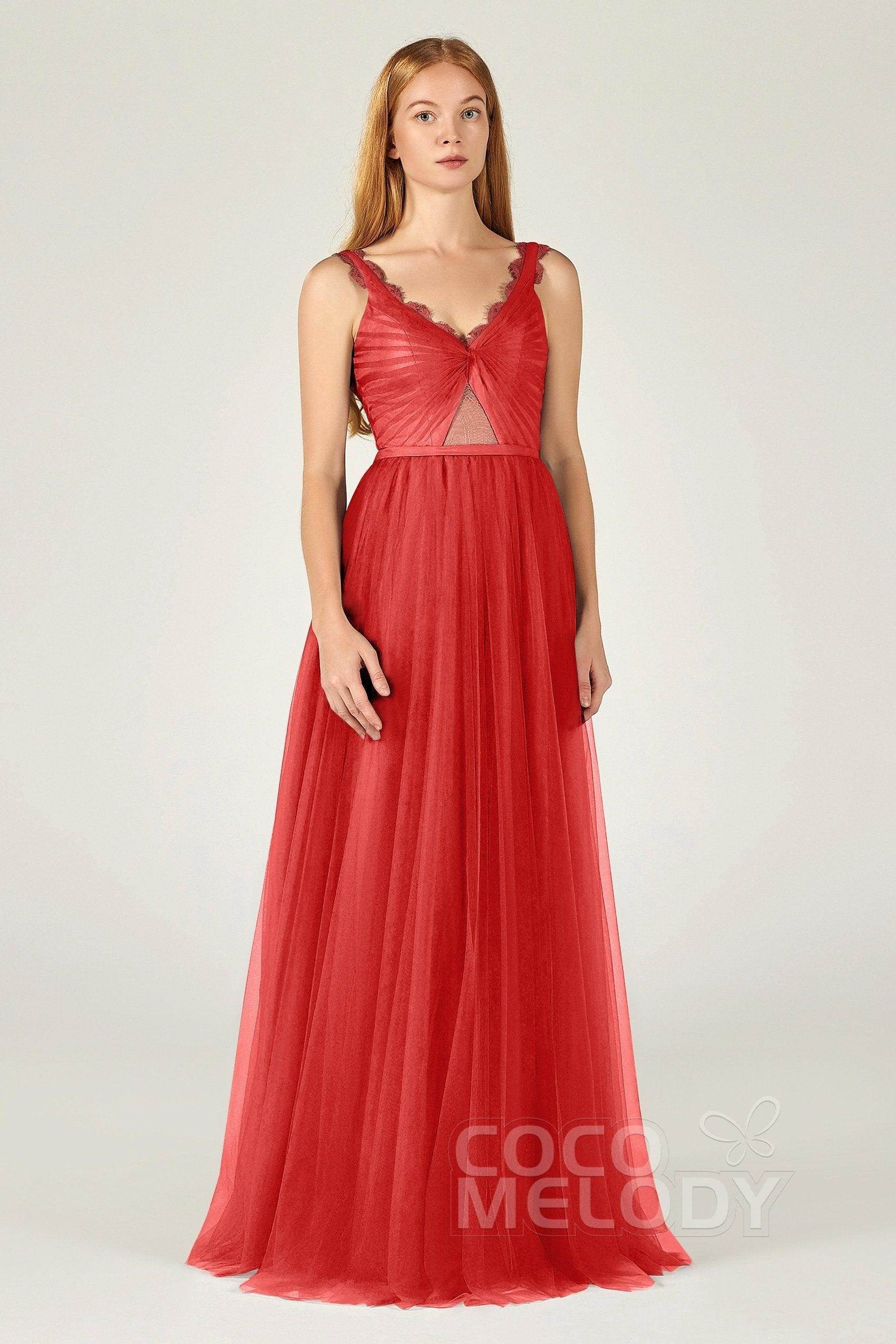 A-Line Floor Length Tulle Bridesmaid Dress CB0380