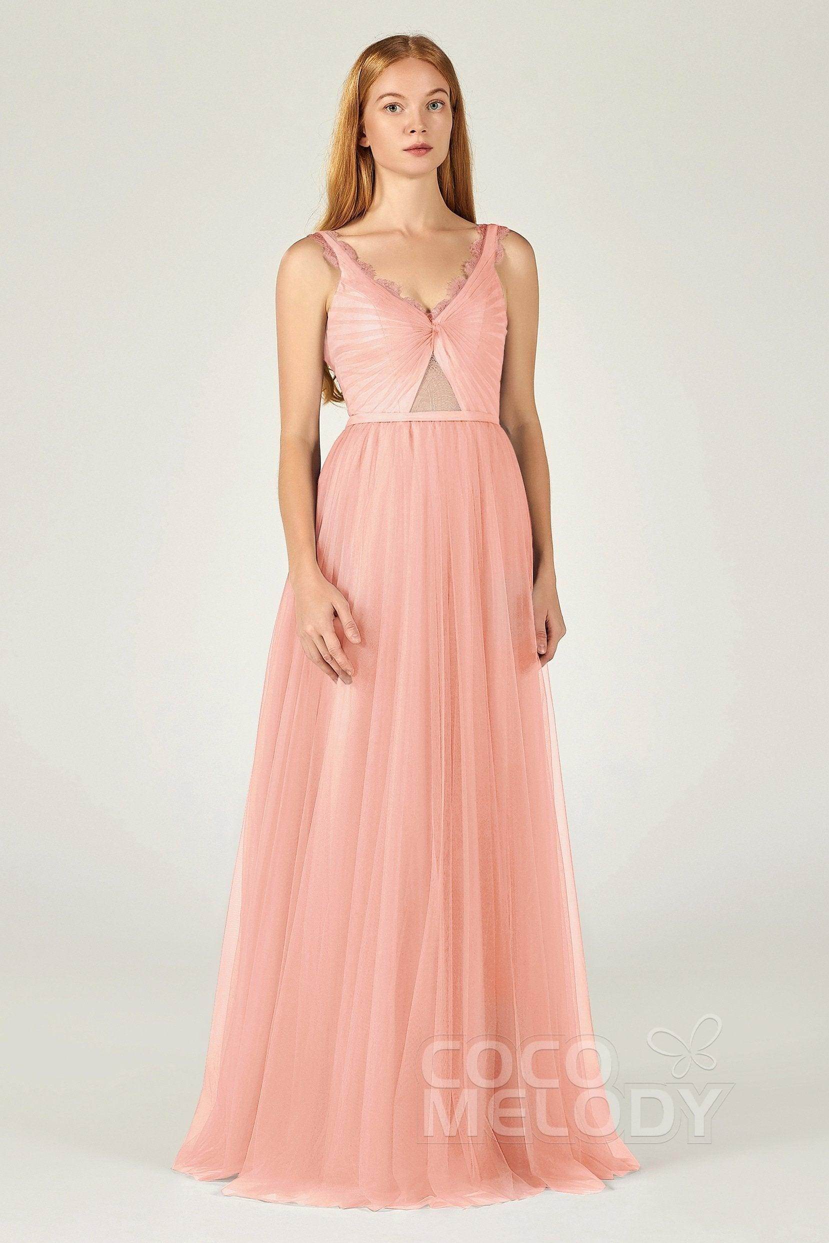 A-Line Floor Length Tulle Bridesmaid Dress CB0380