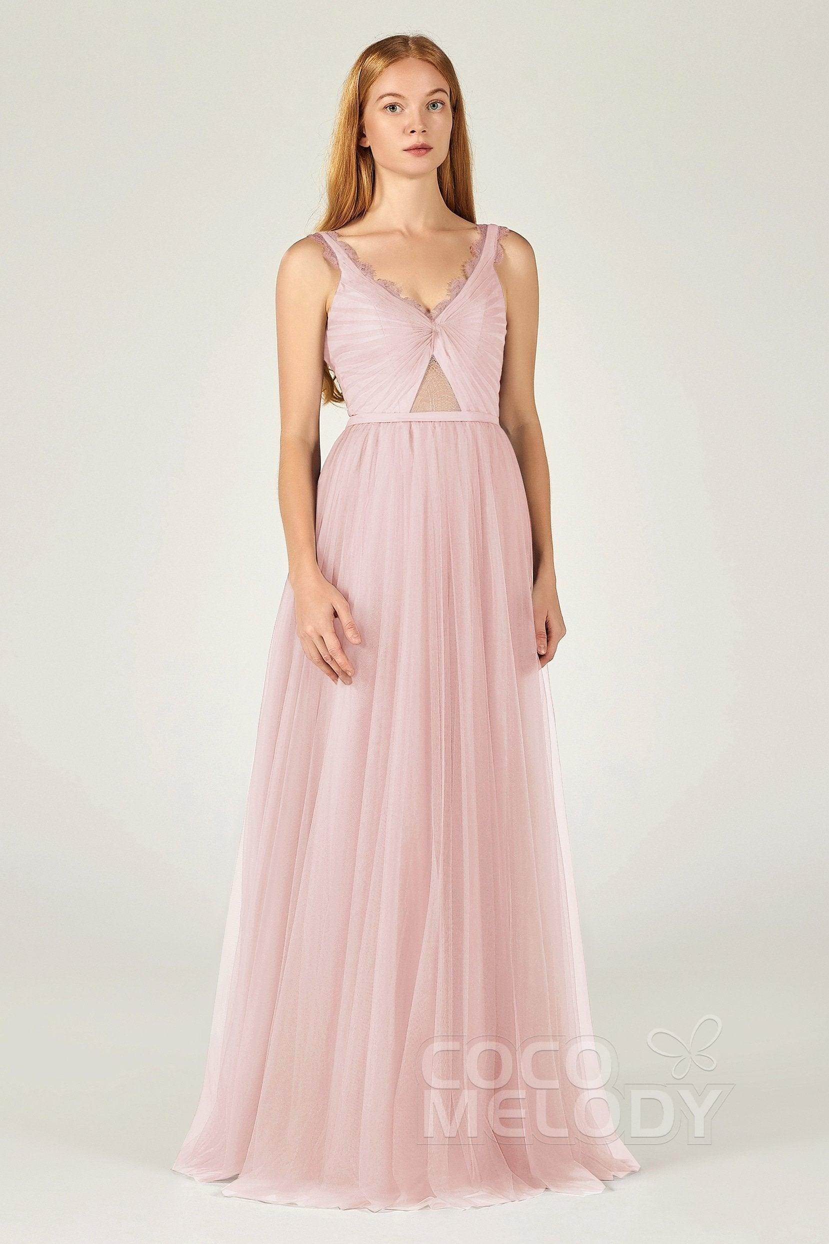 A-Line Floor Length Tulle Bridesmaid Dress CB0380