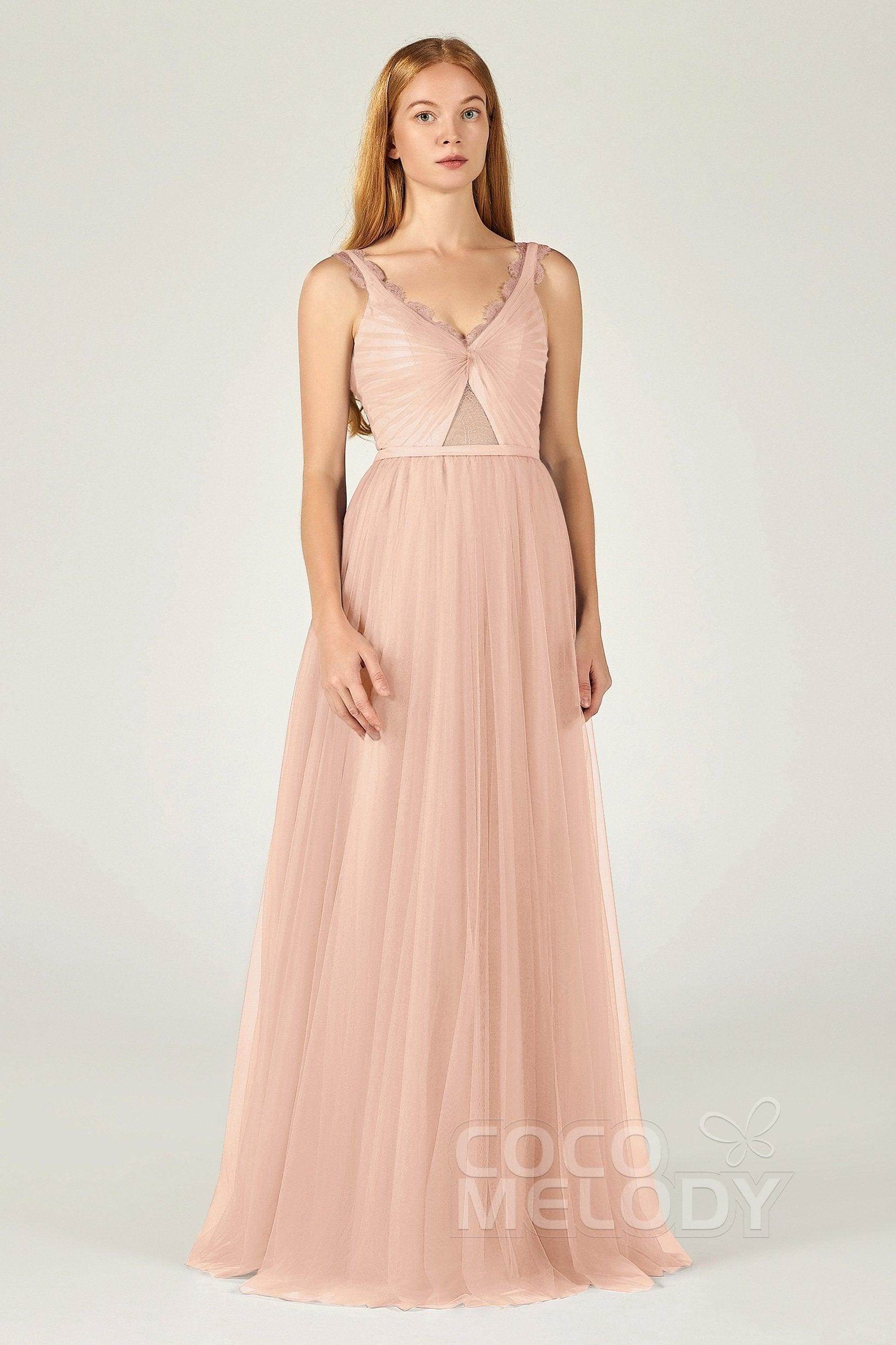 A-Line Floor Length Tulle Bridesmaid Dress CB0380