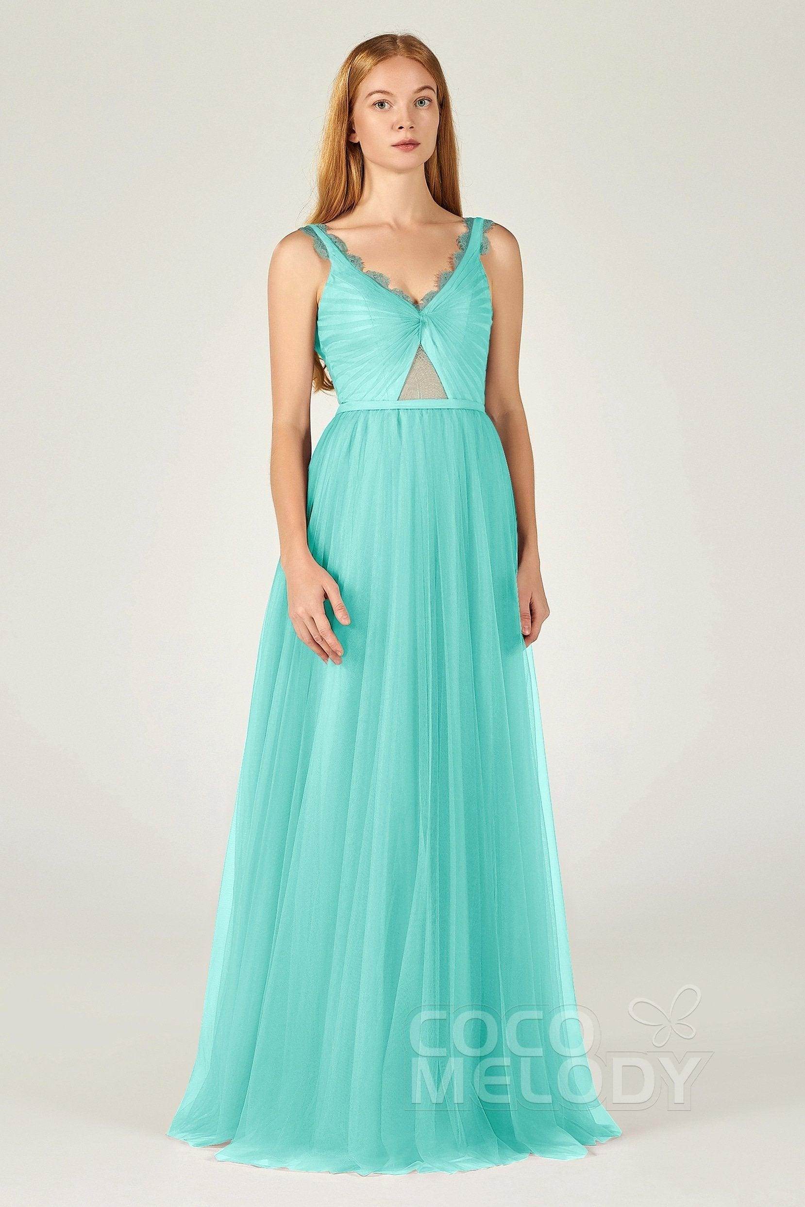 A-Line Floor Length Tulle Bridesmaid Dress CB0380