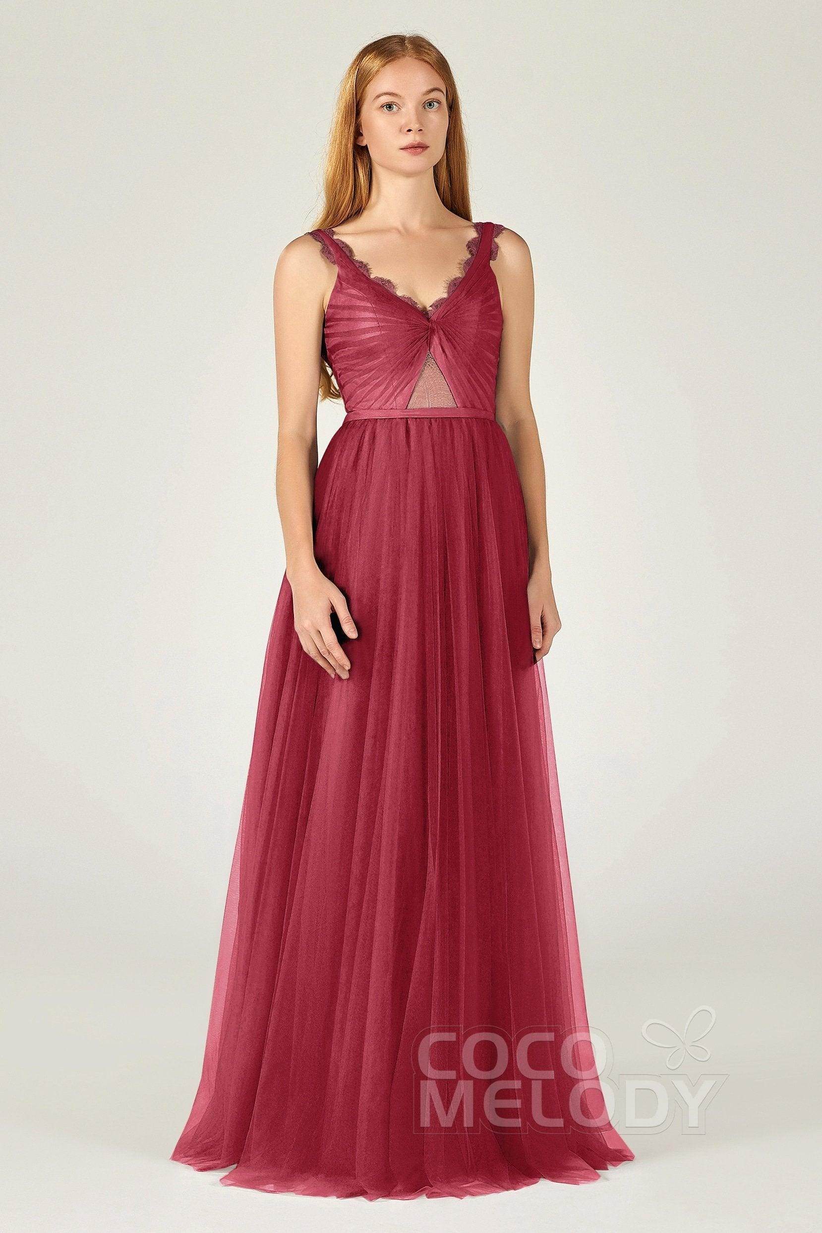 A-Line Floor Length Tulle Bridesmaid Dress CB0380