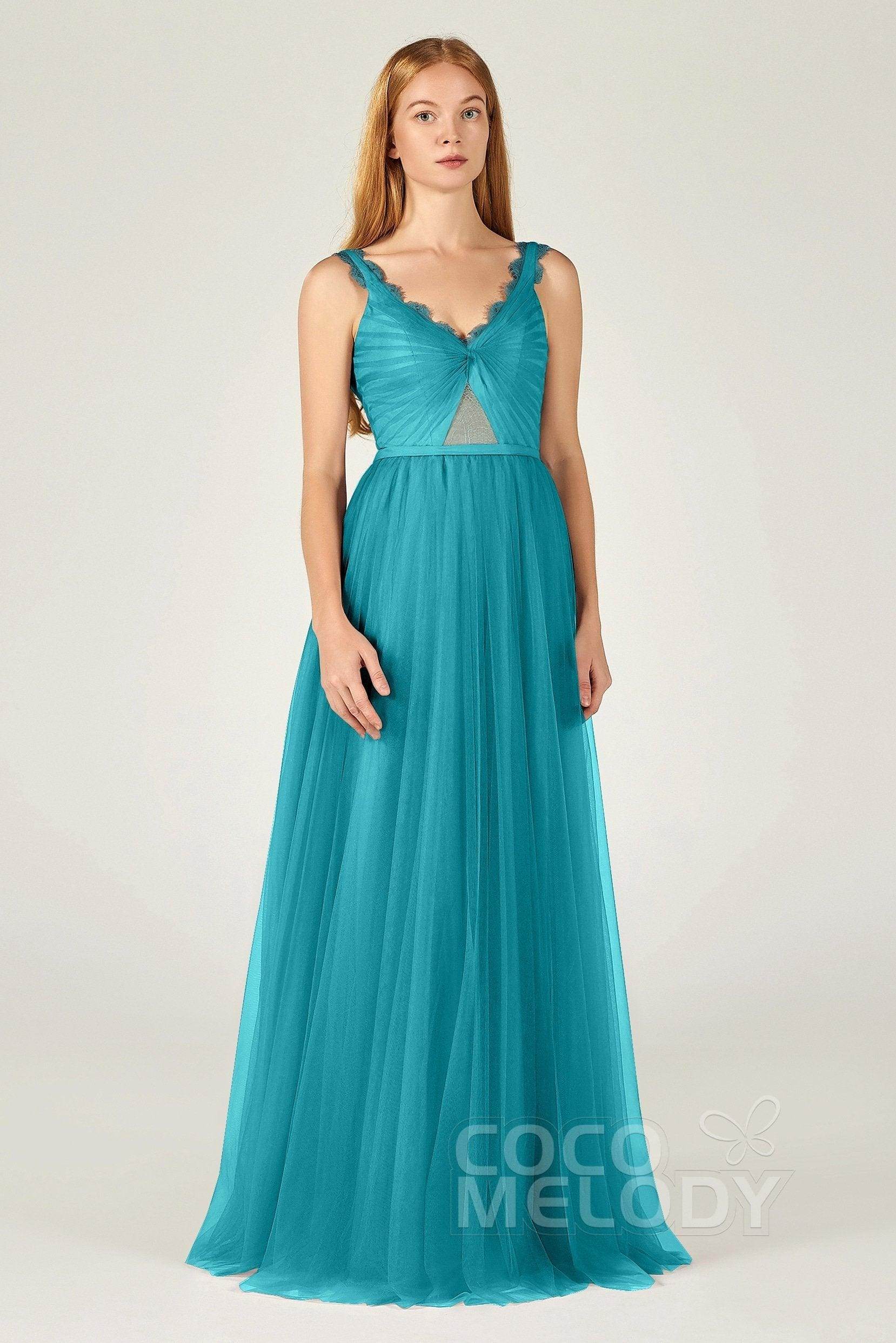 A-Line Floor Length Tulle Bridesmaid Dress CB0380