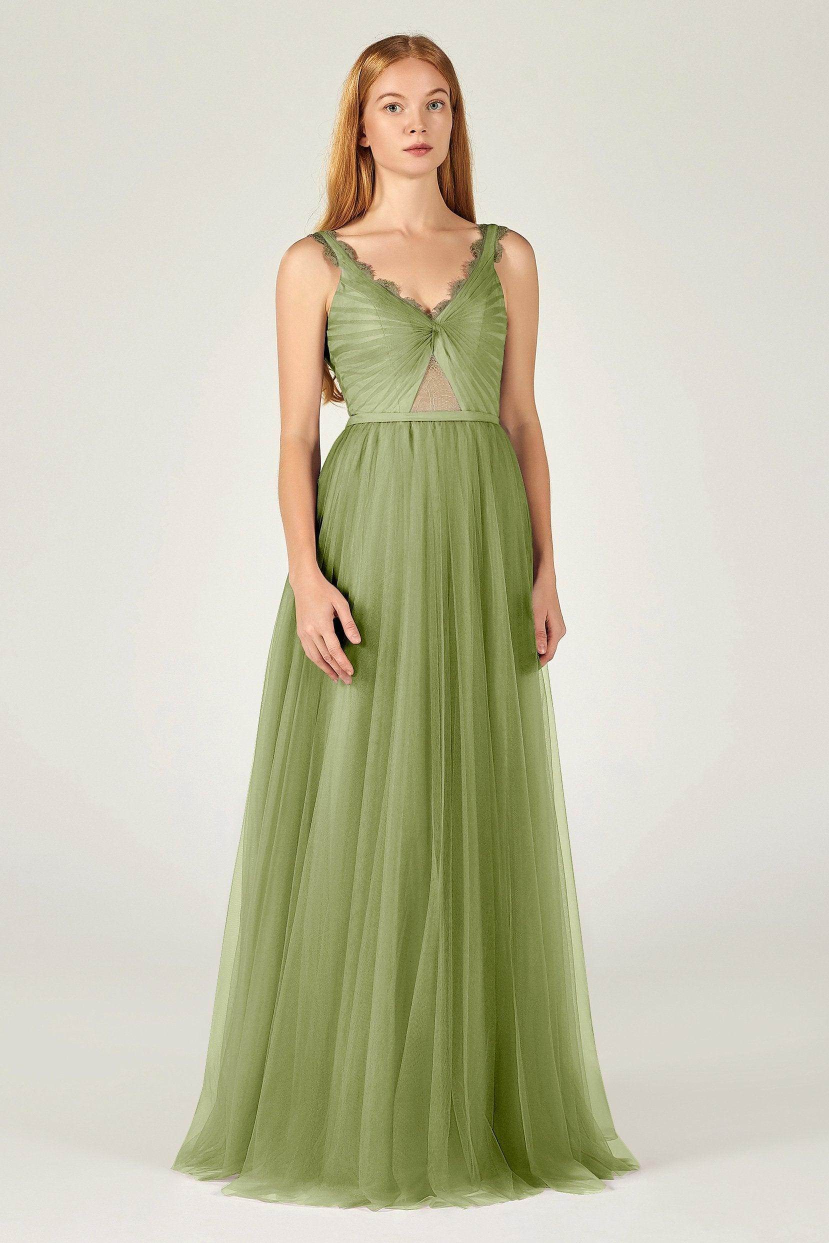 A-Line Floor Length Tulle Bridesmaid Dress CB0380