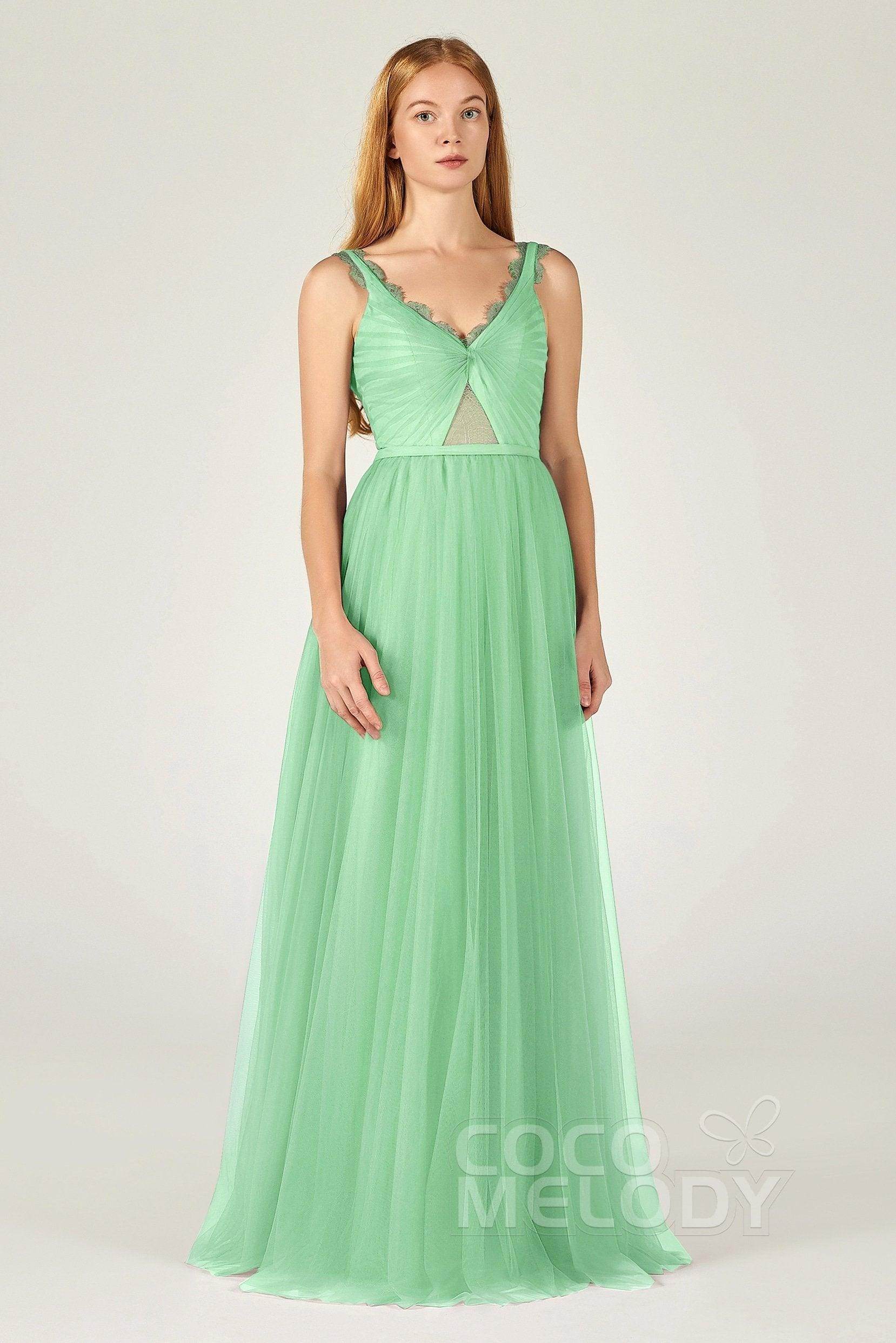 A-Line Floor Length Tulle Bridesmaid Dress CB0380