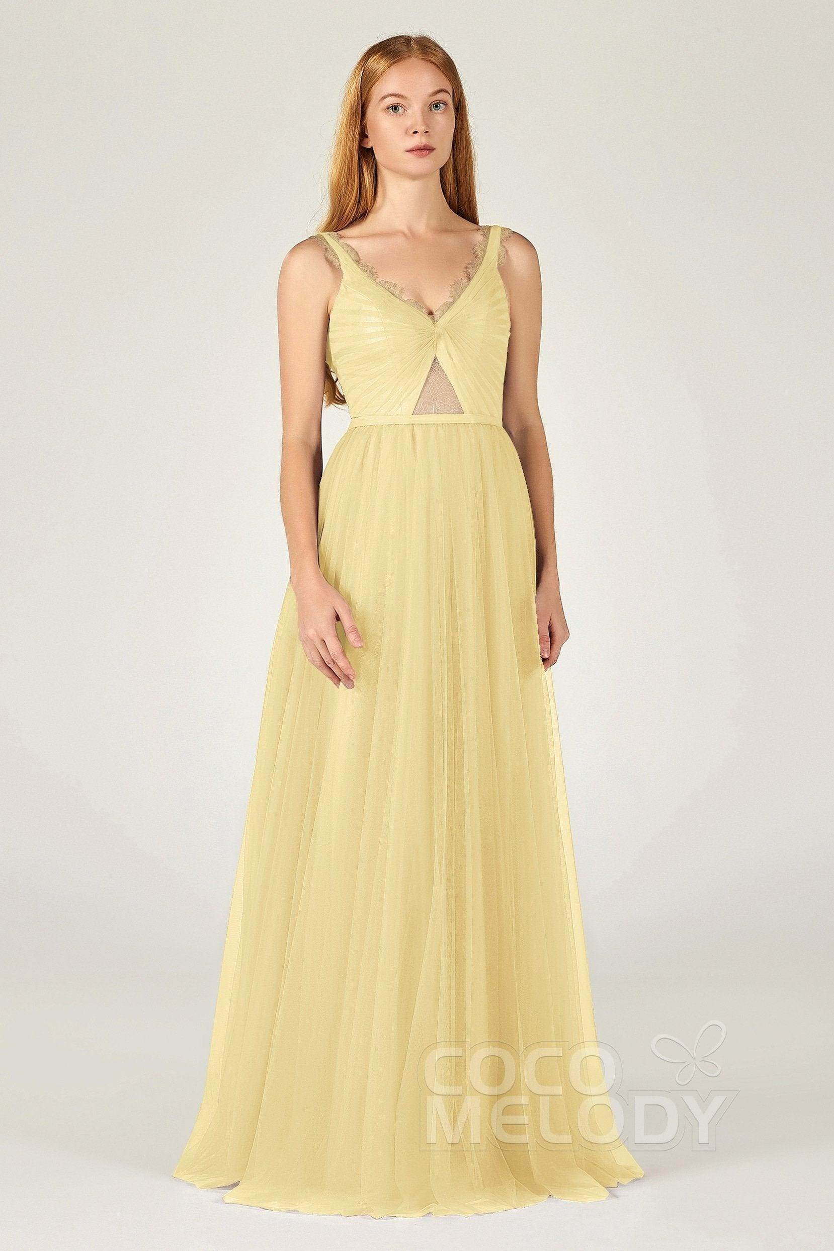 A-Line Floor Length Tulle Bridesmaid Dress CB0380