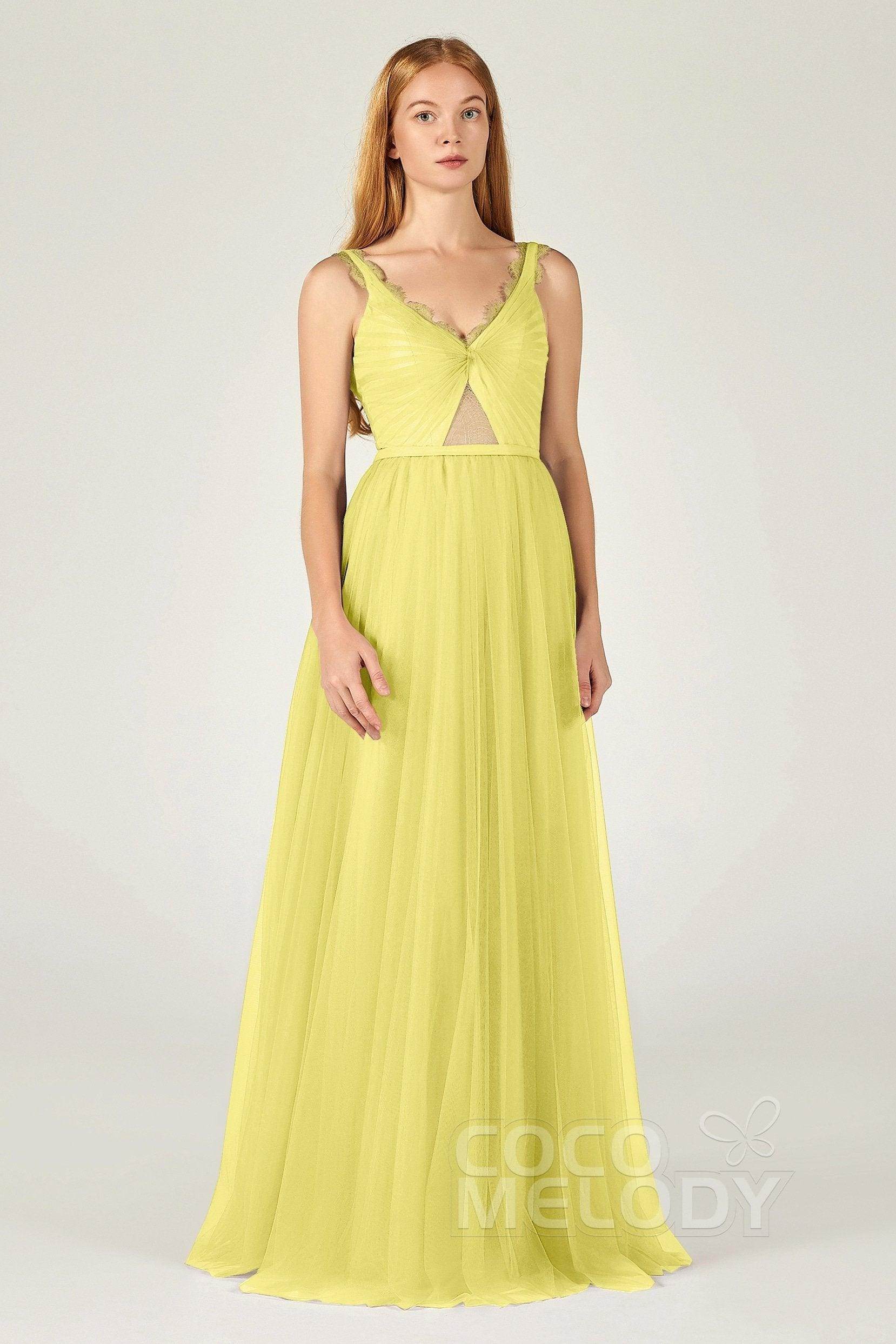A-Line Floor Length Tulle Bridesmaid Dress CB0380