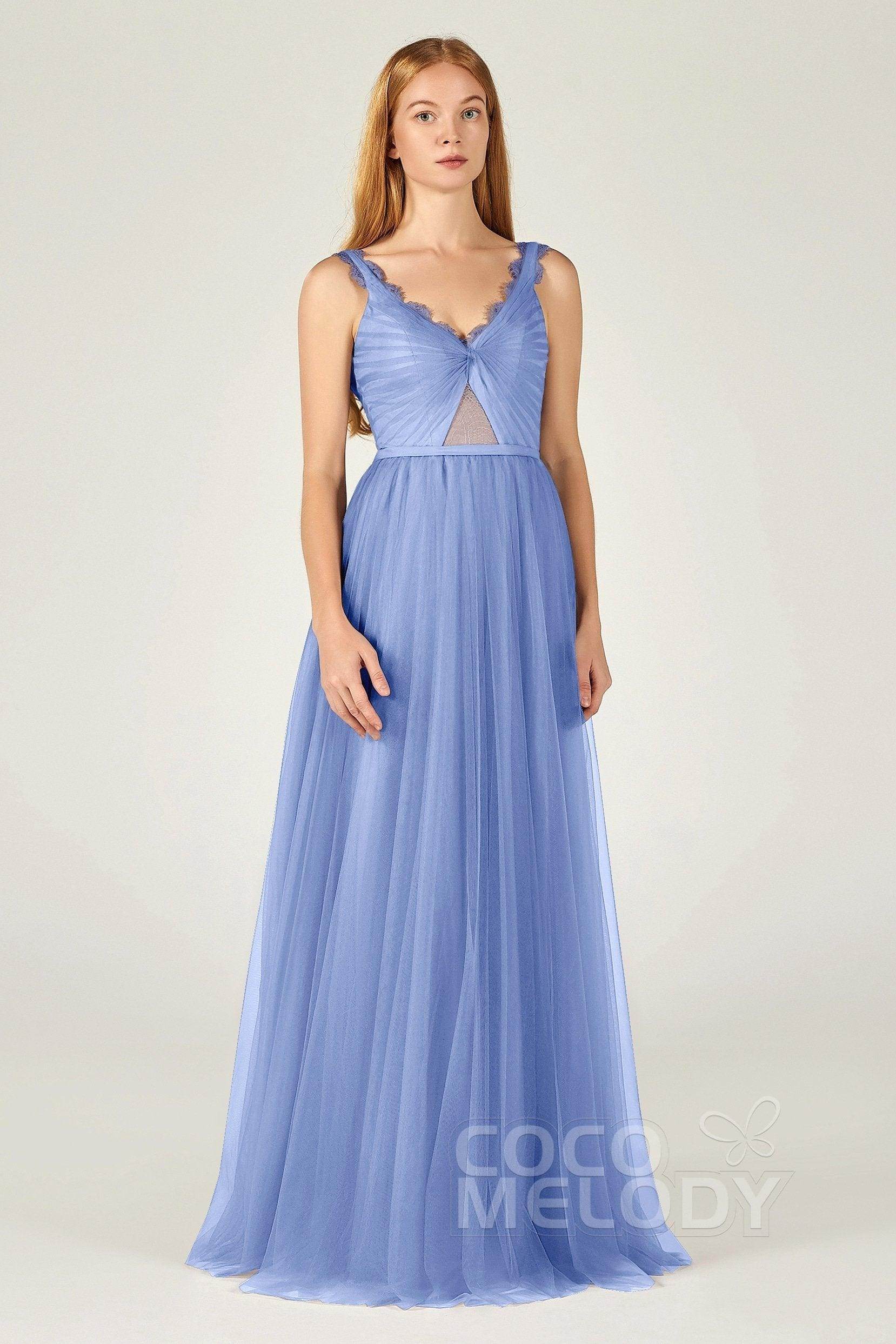 A-Line Floor Length Tulle Bridesmaid Dress CB0380