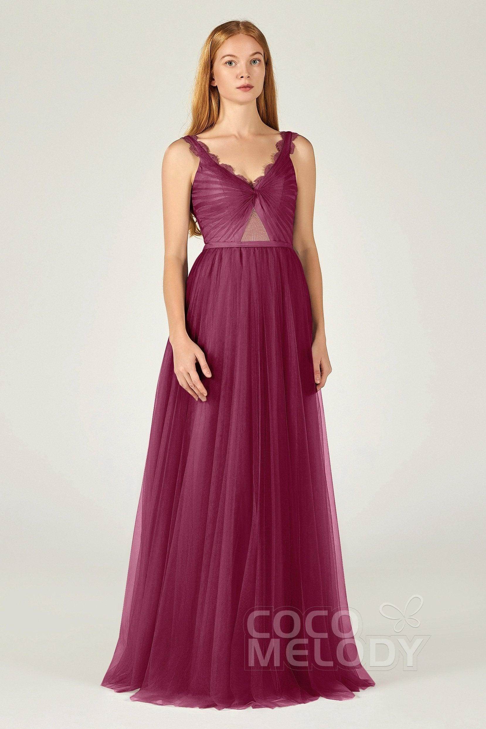 A-Line Floor Length Tulle Bridesmaid Dress CB0380