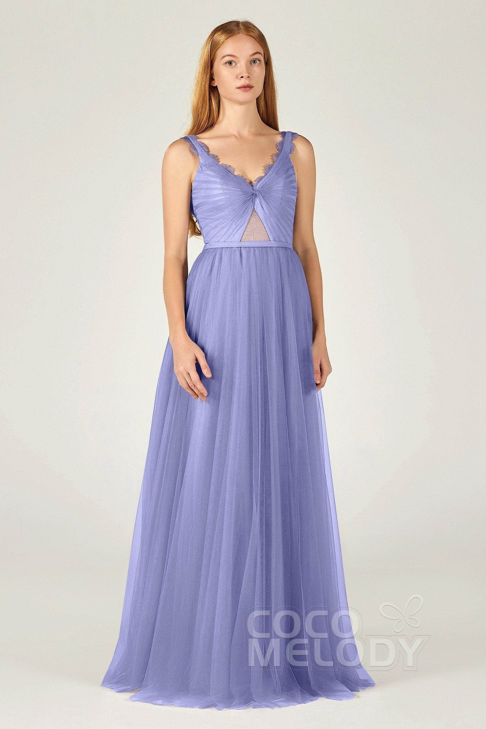 A-Line Floor Length Tulle Bridesmaid Dress CB0380