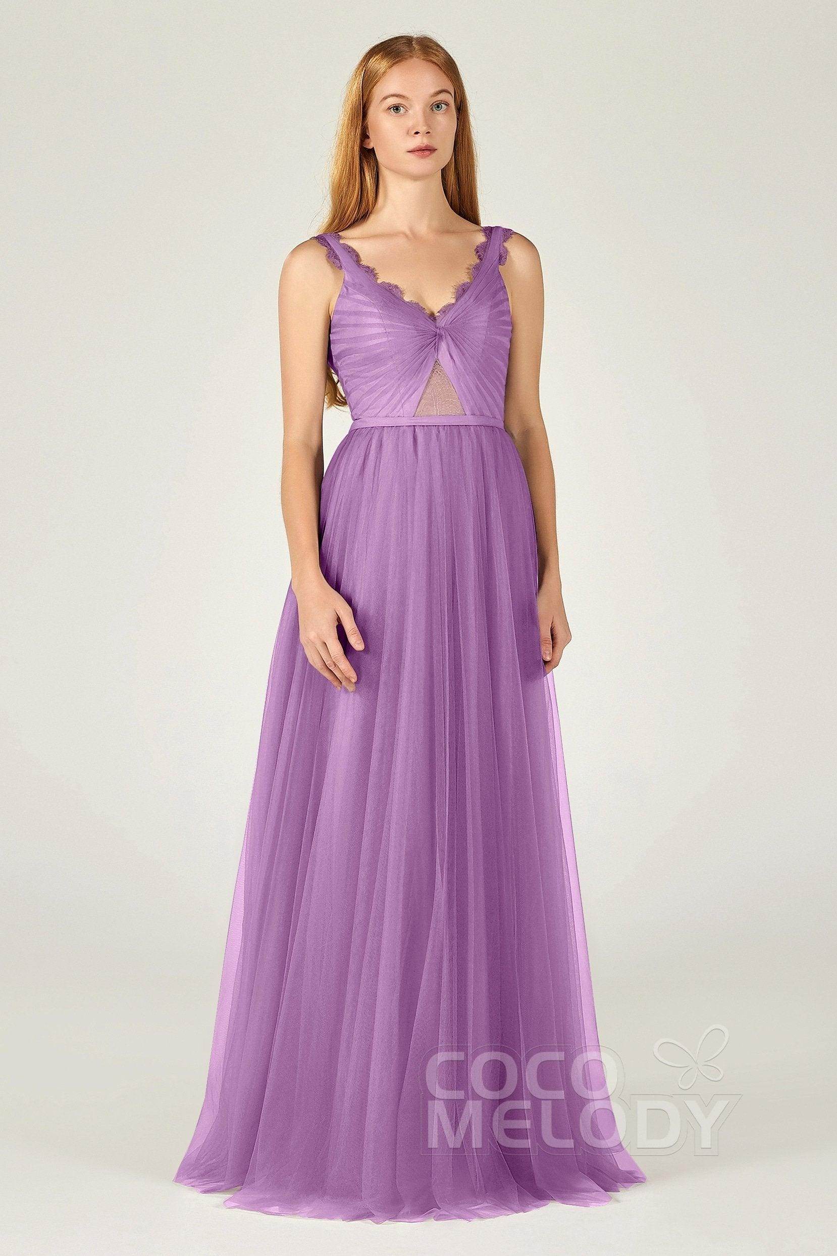 A-Line Floor Length Tulle Bridesmaid Dress CB0380