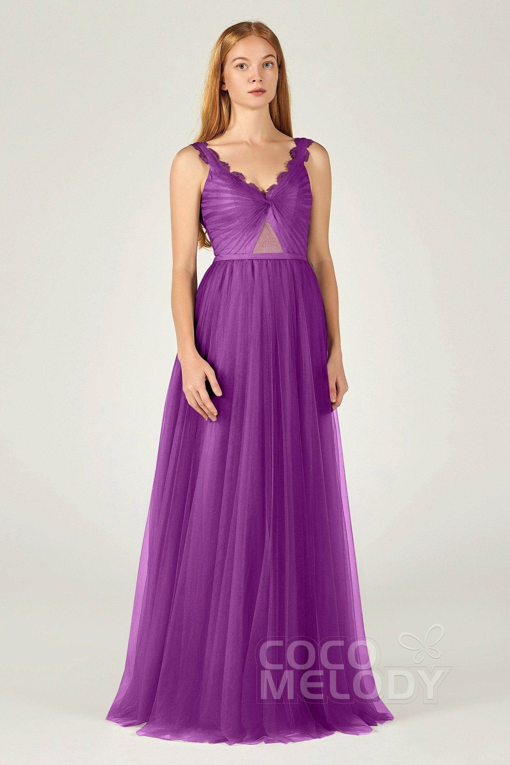 A-Line Floor Length Tulle Bridesmaid Dress CB0380