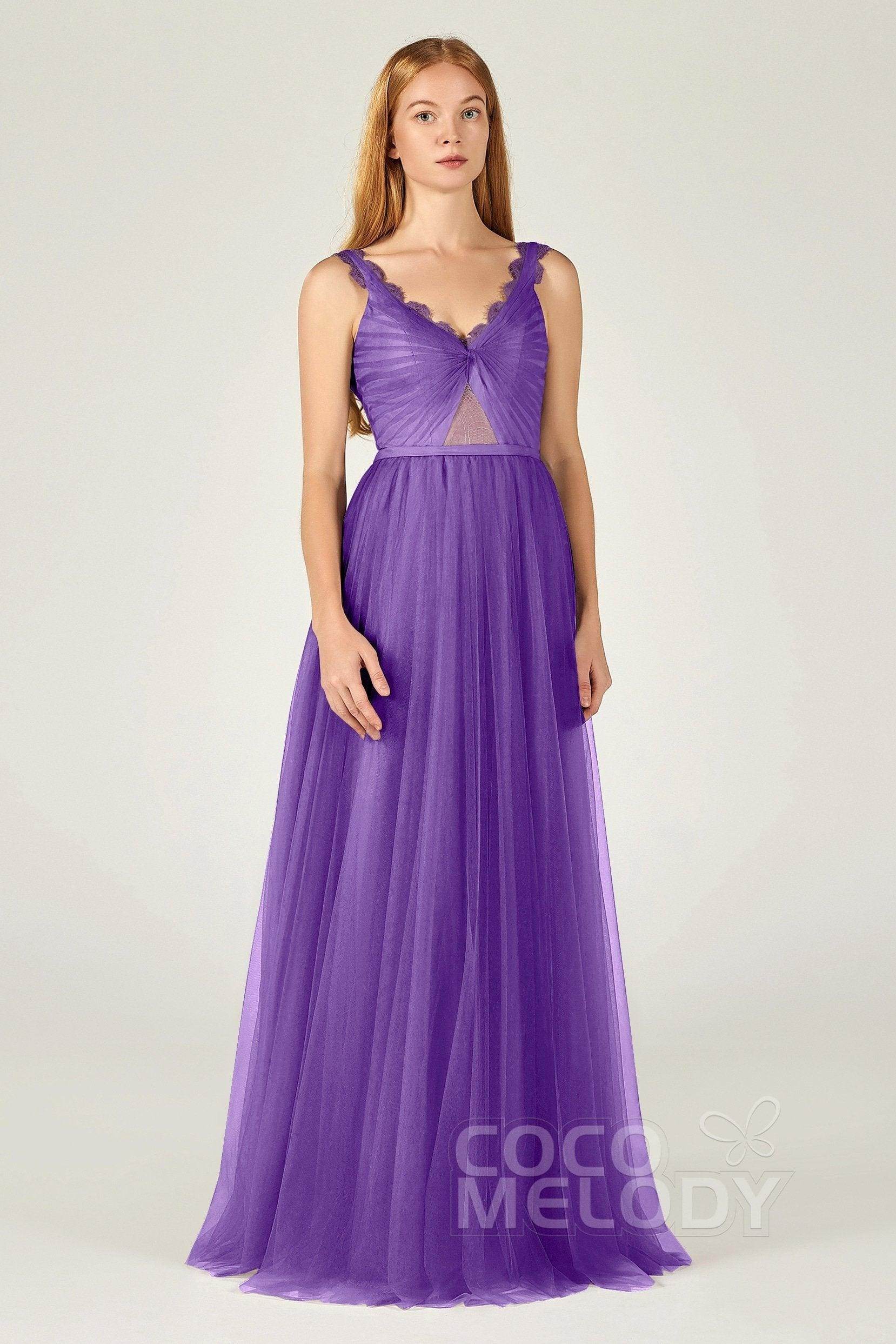 A-Line Floor Length Tulle Bridesmaid Dress CB0380