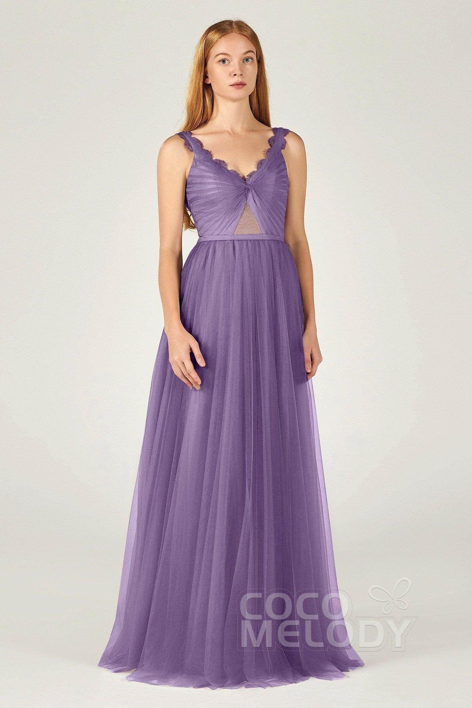 A-Line Floor Length Tulle Bridesmaid Dress CB0380