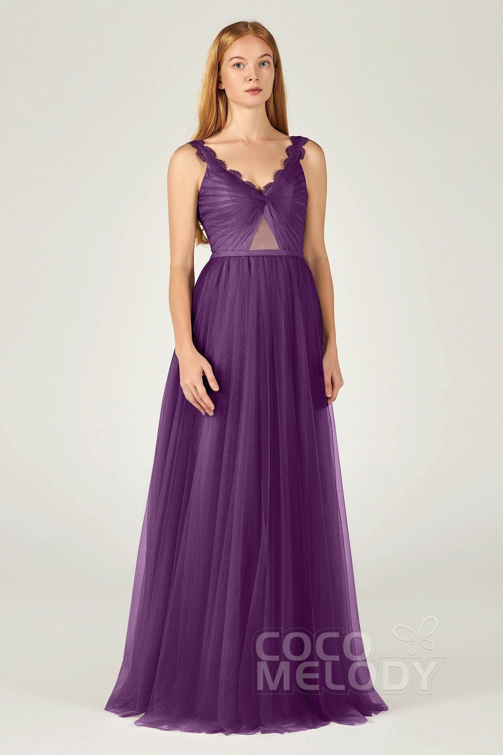 A-Line Floor Length Tulle Bridesmaid Dress CB0380