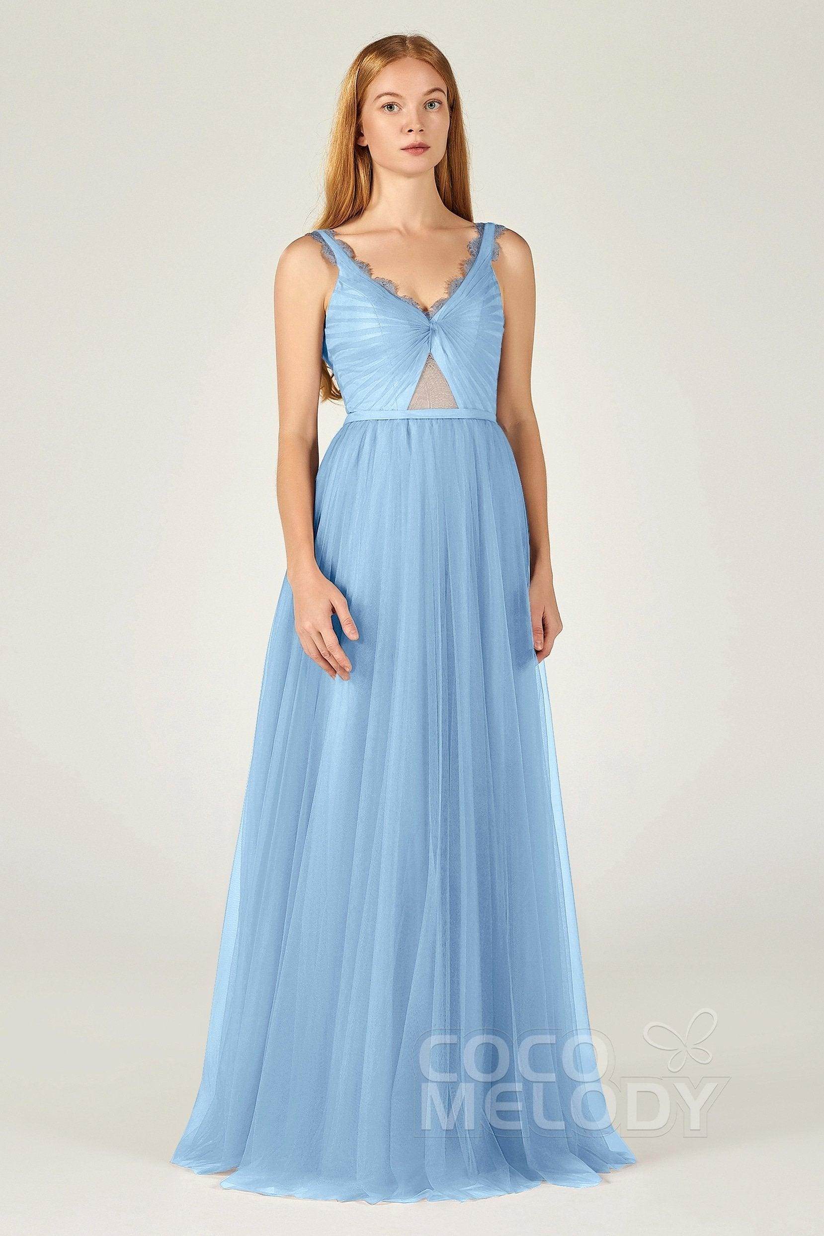 A-Line Floor Length Tulle Bridesmaid Dress CB0380