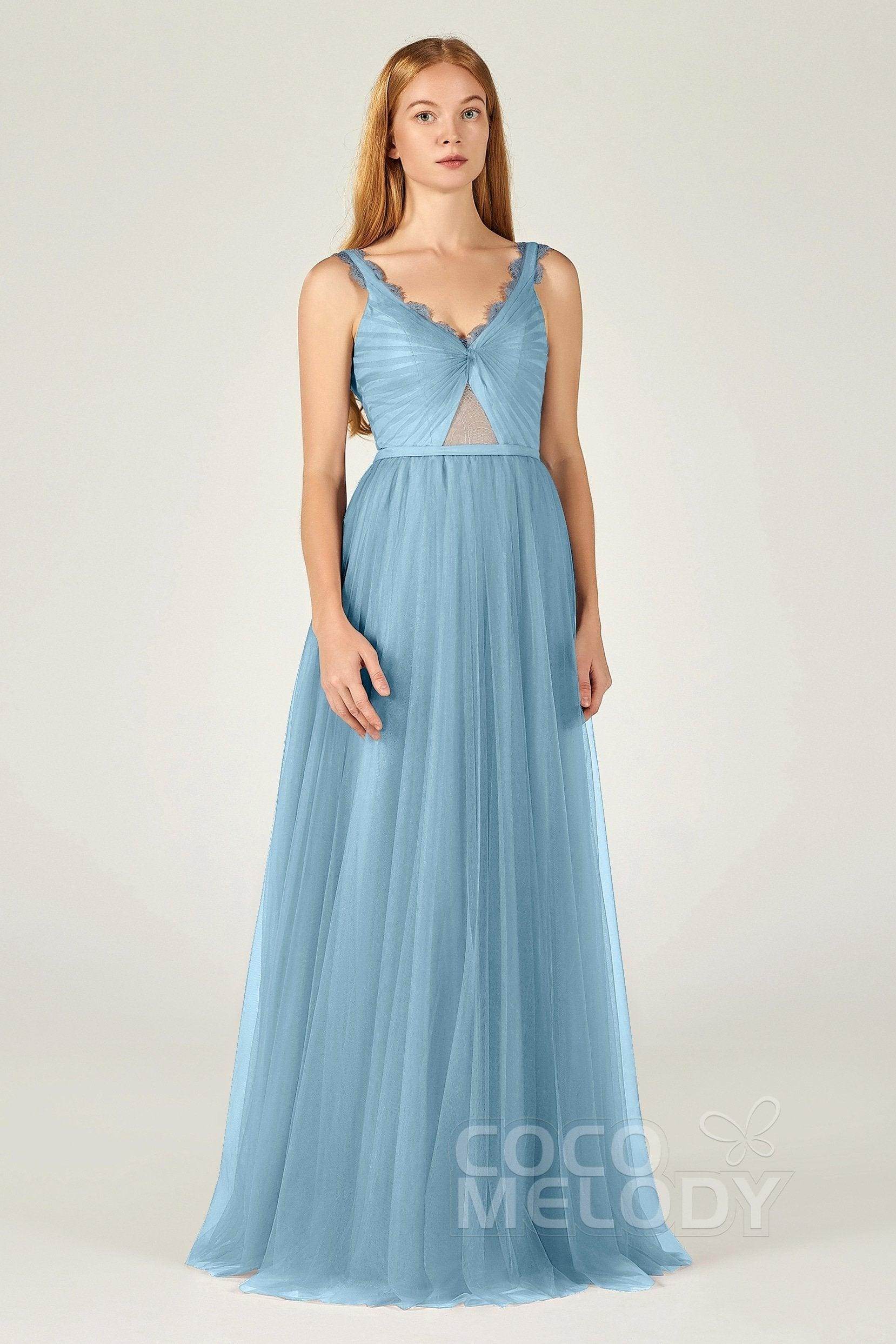 A-Line Floor Length Tulle Bridesmaid Dress CB0380