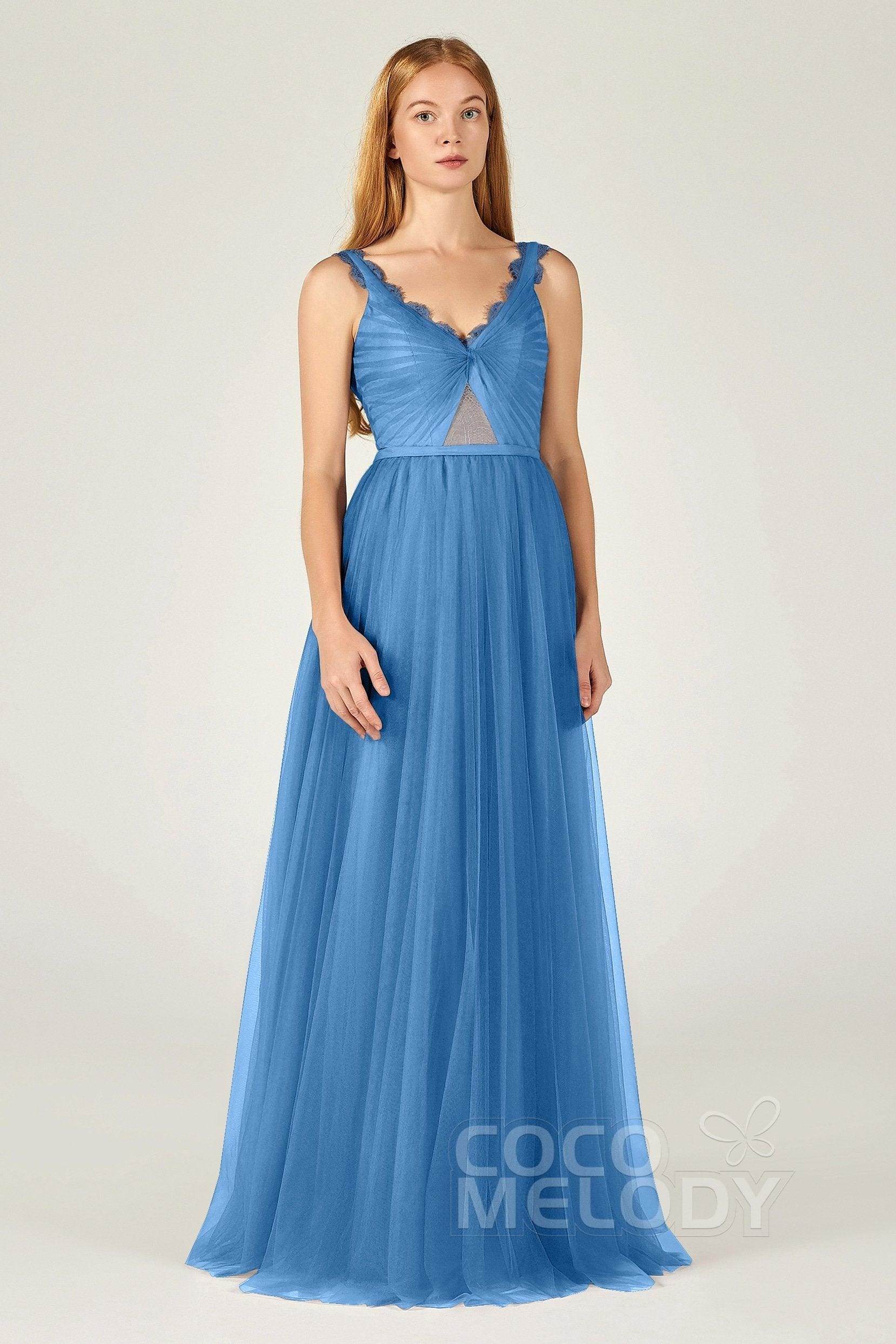 A-Line Floor Length Tulle Bridesmaid Dress CB0380