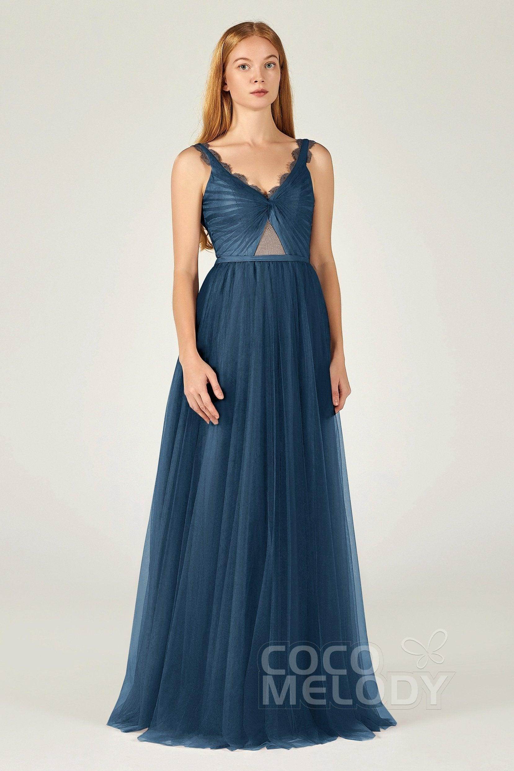 A-Line Floor Length Tulle Bridesmaid Dress CB0380