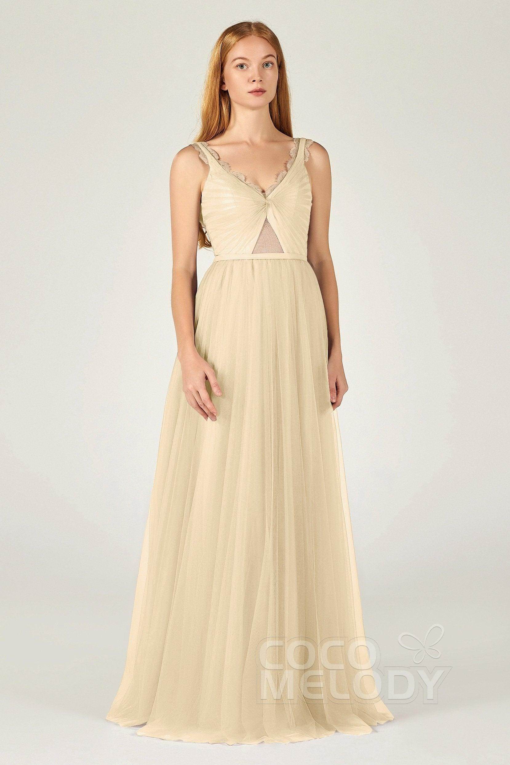 A-Line Floor Length Tulle Bridesmaid Dress CB0380