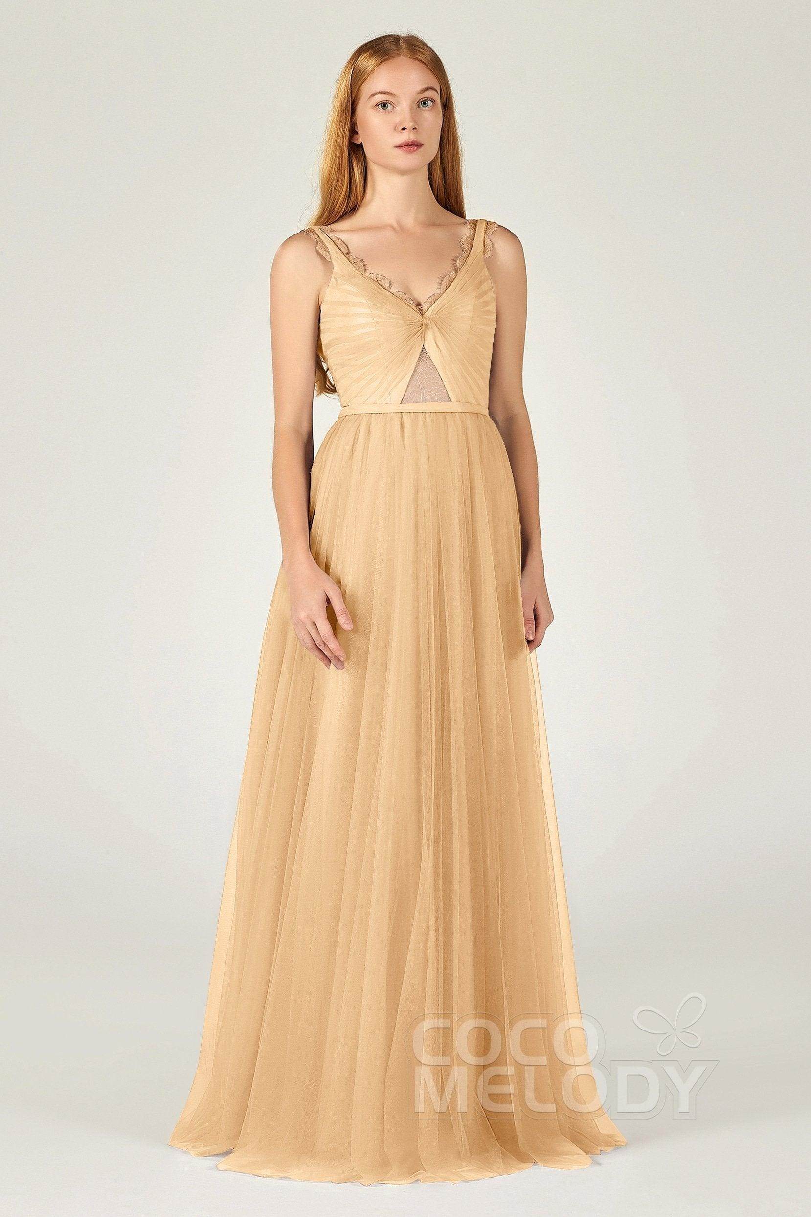A-Line Floor Length Tulle Bridesmaid Dress CB0380