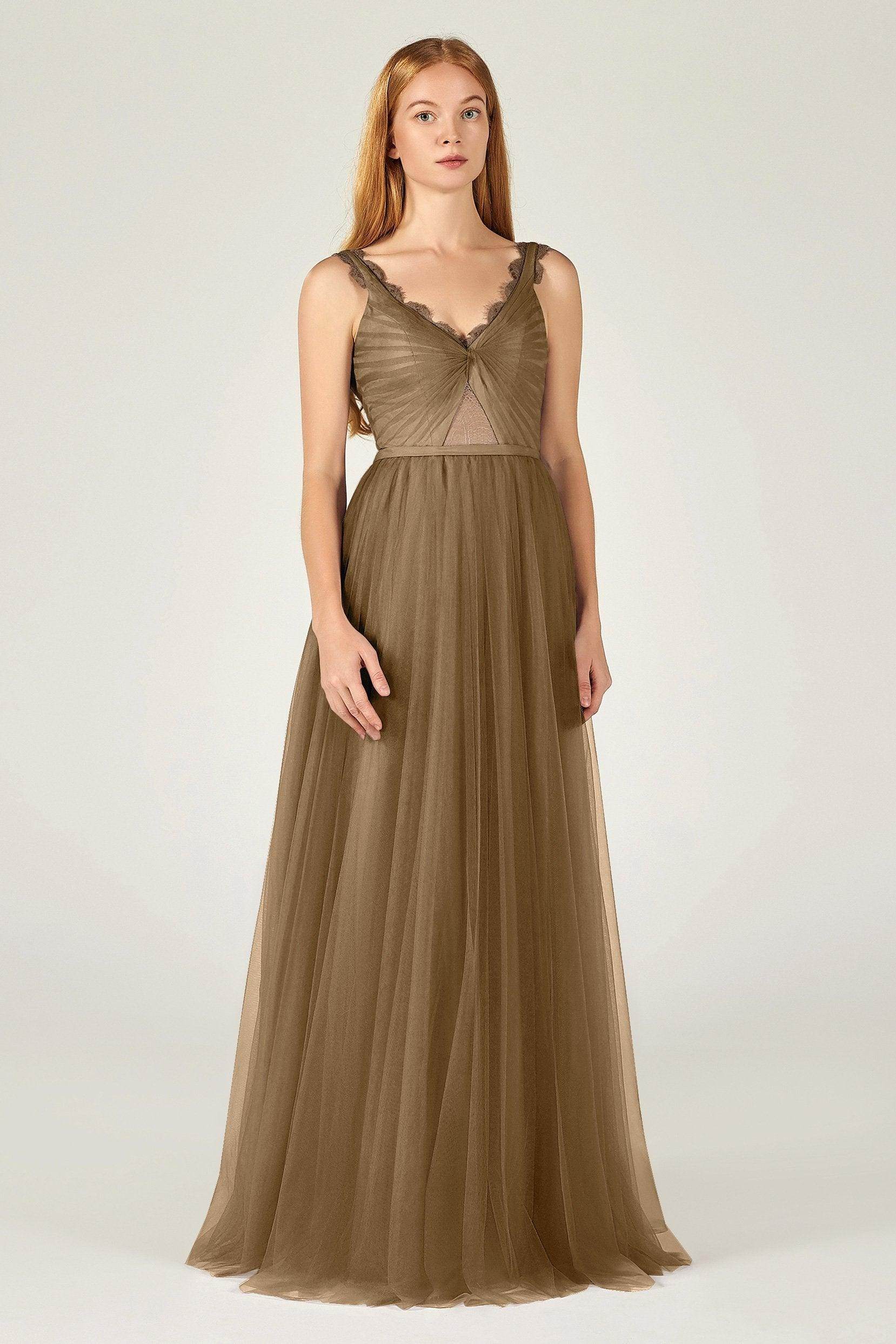 A-Line Floor Length Tulle Bridesmaid Dress CB0380