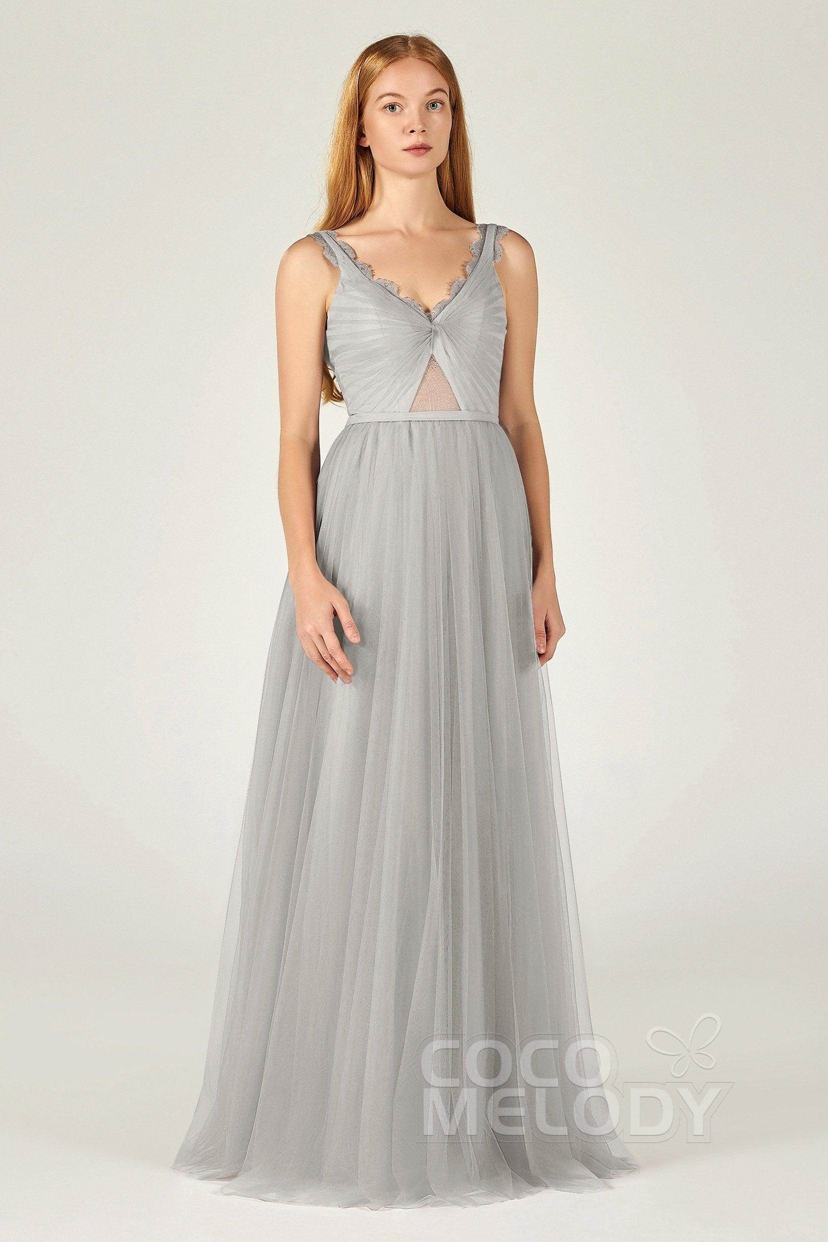 A-Line Floor Length Tulle Bridesmaid Dress CB0380