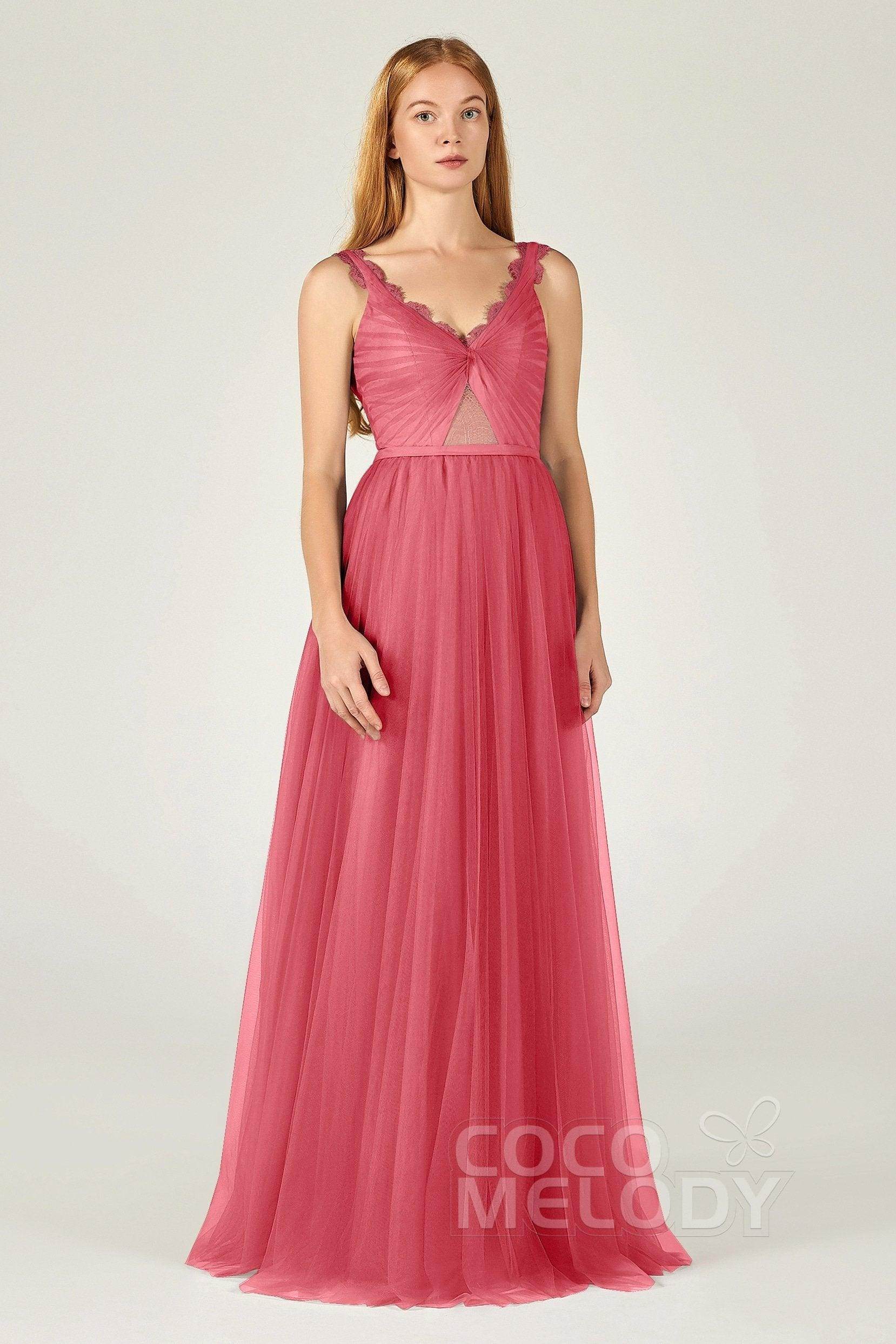 A-Line Floor Length Tulle Bridesmaid Dress CB0380