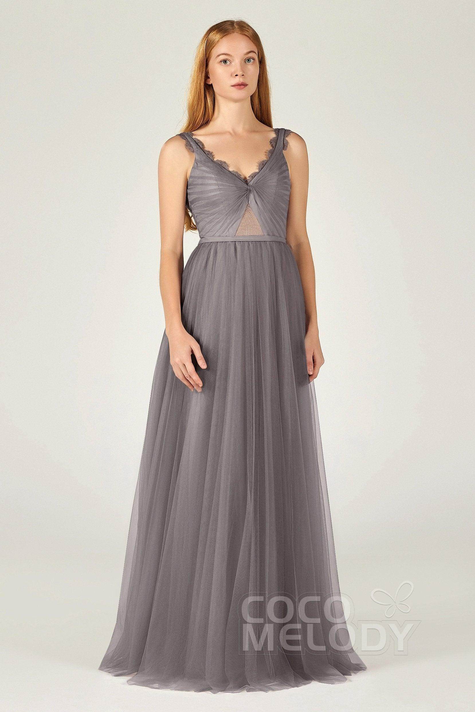 A-Line Floor Length Tulle Bridesmaid Dress CB0380