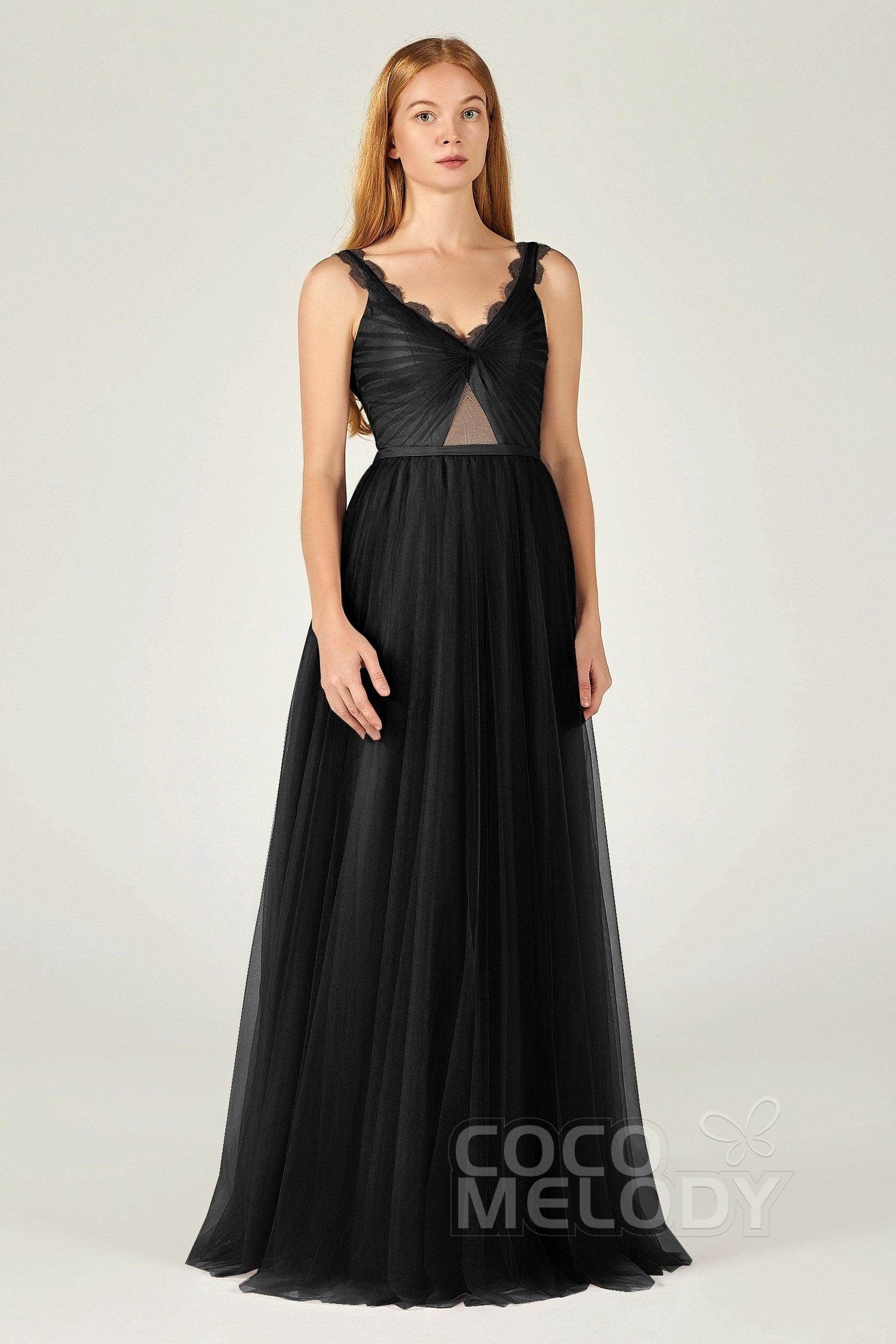 A-Line Floor Length Tulle Bridesmaid Dress CB0380