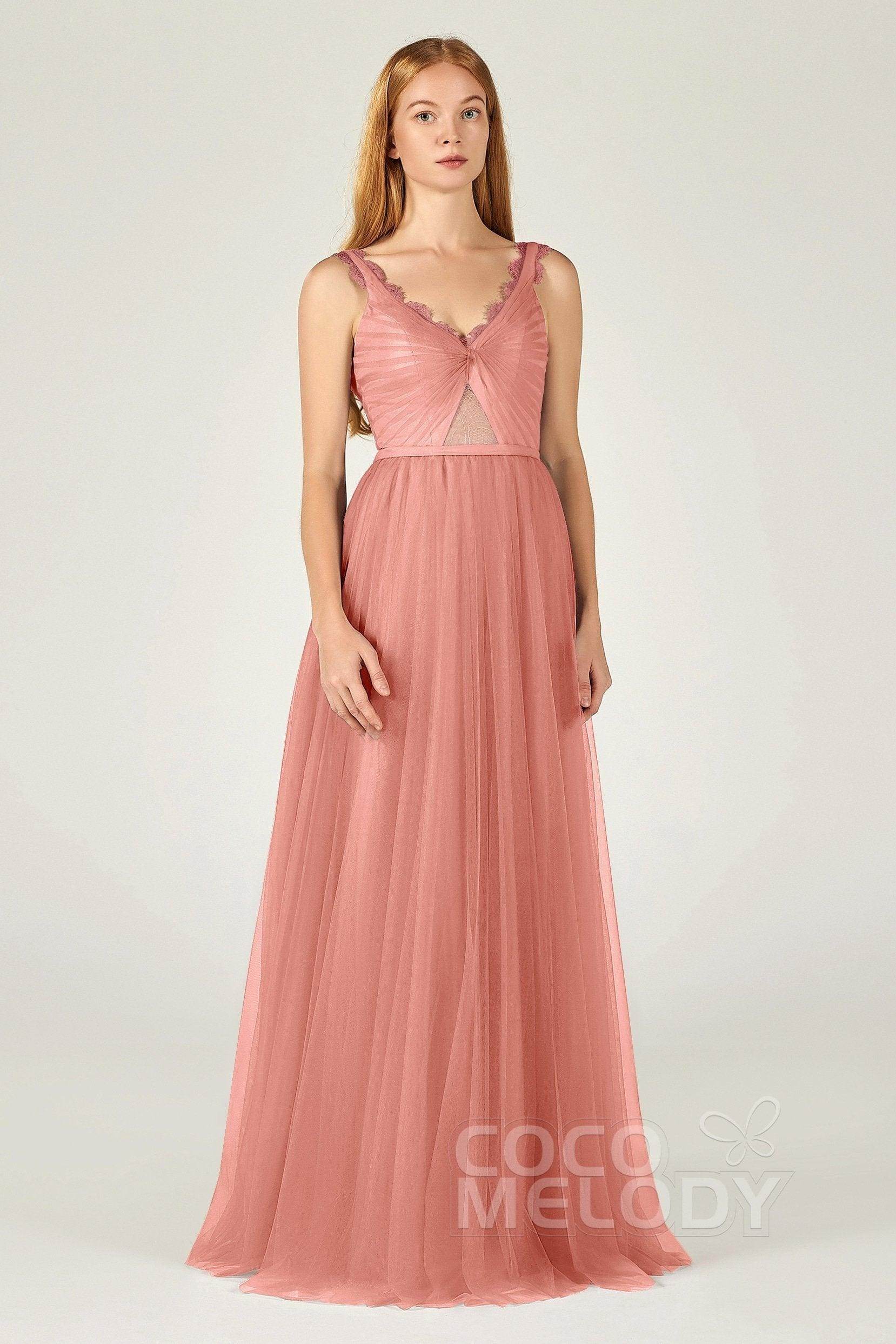 A-Line Floor Length Tulle Bridesmaid Dress CB0380