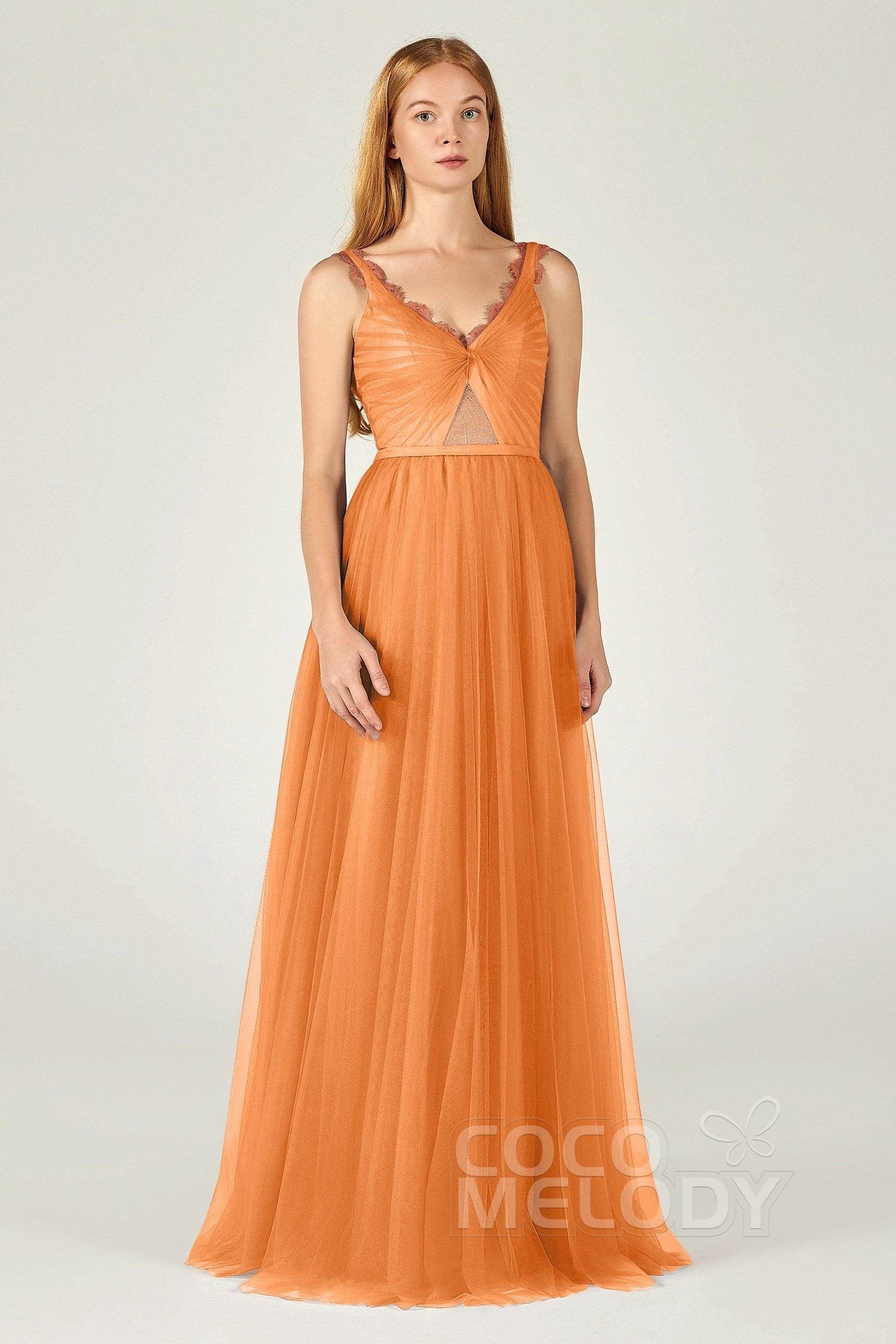 A-Line Floor Length Tulle Bridesmaid Dress CB0380