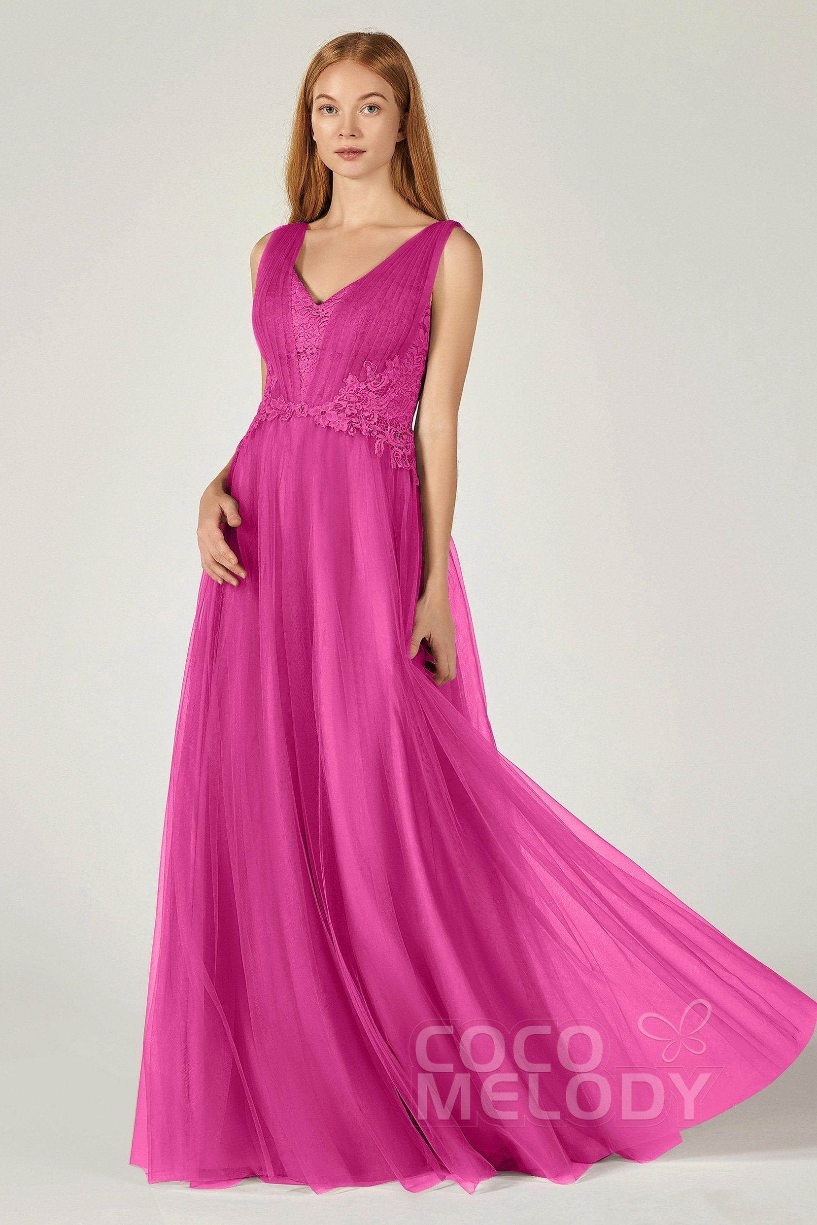 A-Line Floor Length Tulle/Lace Bridesmaid Dress CB0381