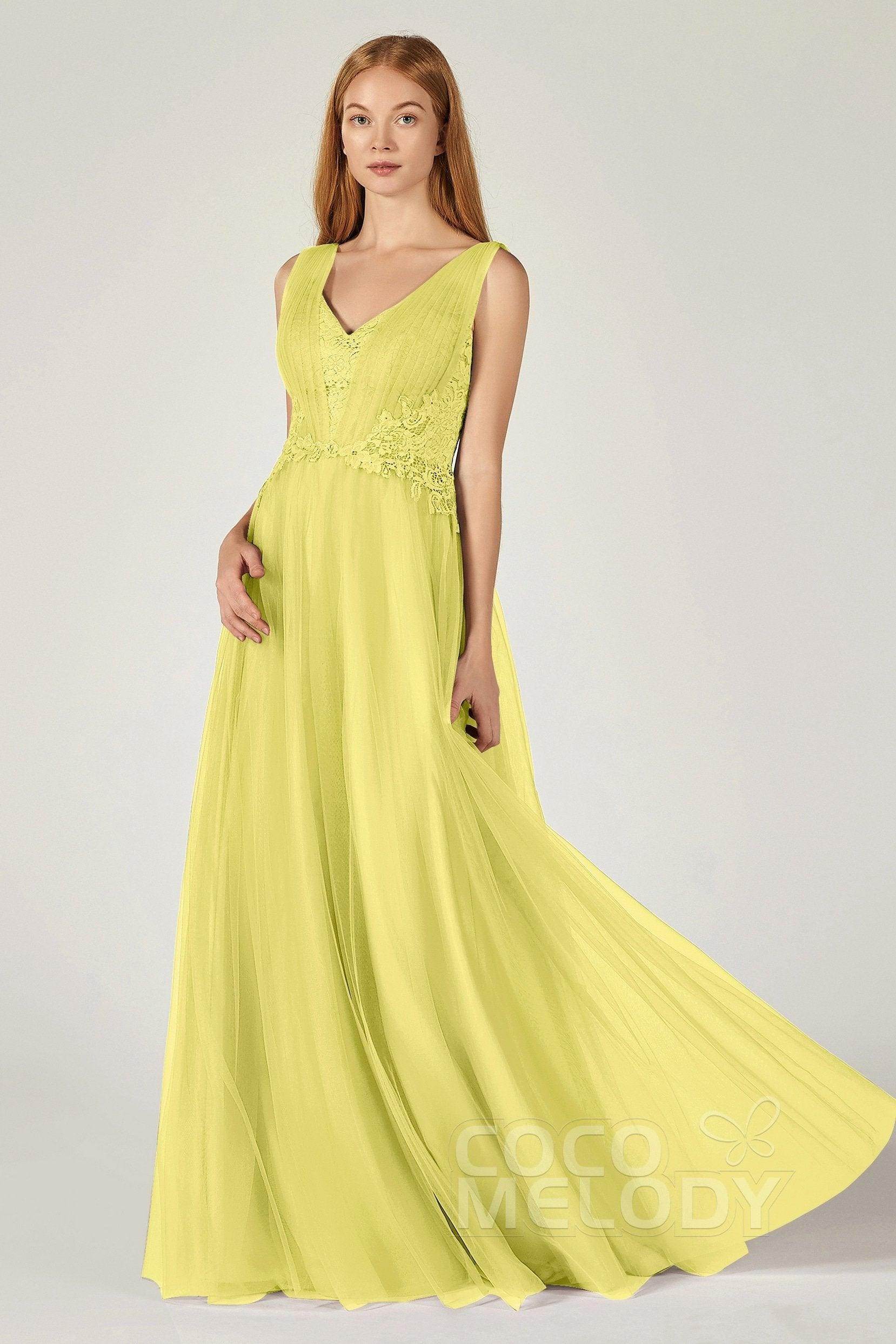 A-Line Floor Length Tulle/Lace Bridesmaid Dress CB0381