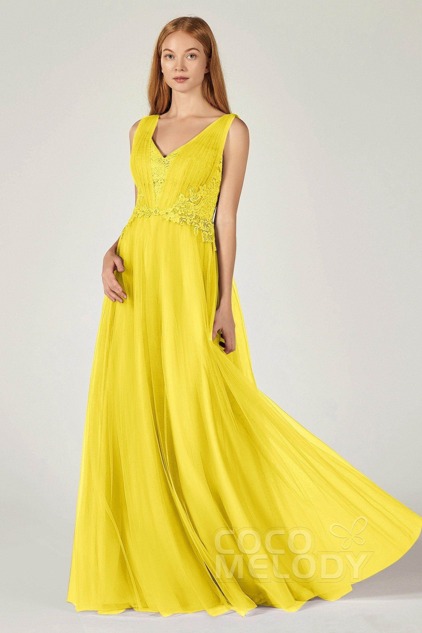 A-Line Floor Length Tulle/Lace Bridesmaid Dress CB0381
