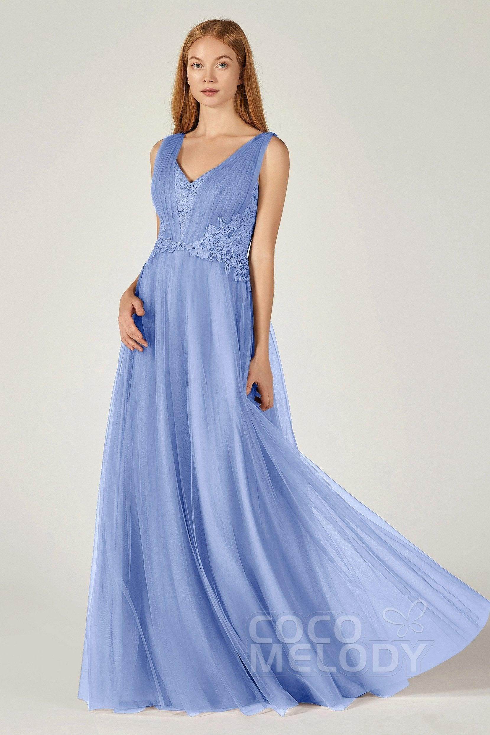 A-Line Floor Length Tulle/Lace Bridesmaid Dress CB0381