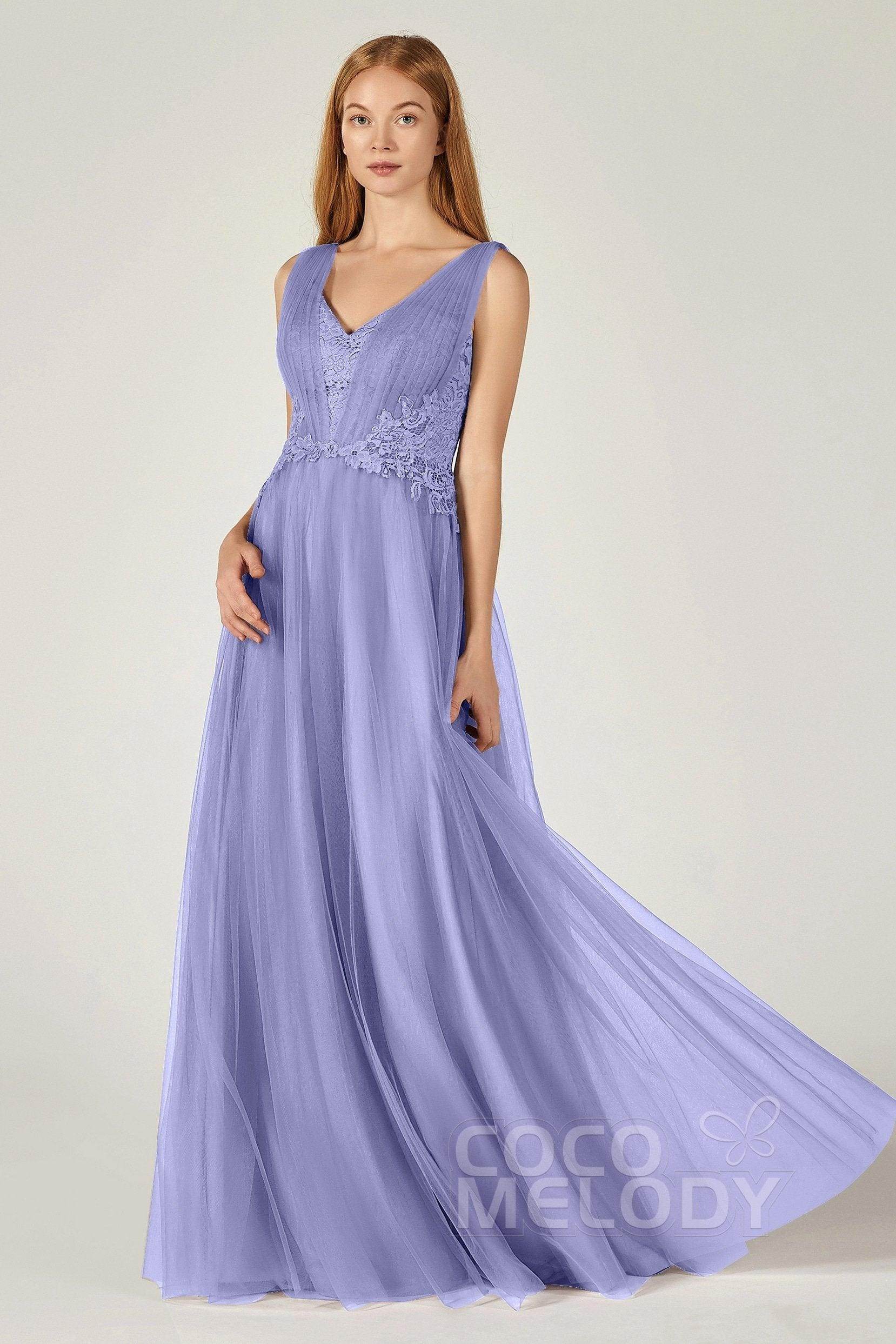 A-Line Floor Length Tulle/Lace Bridesmaid Dress CB0381
