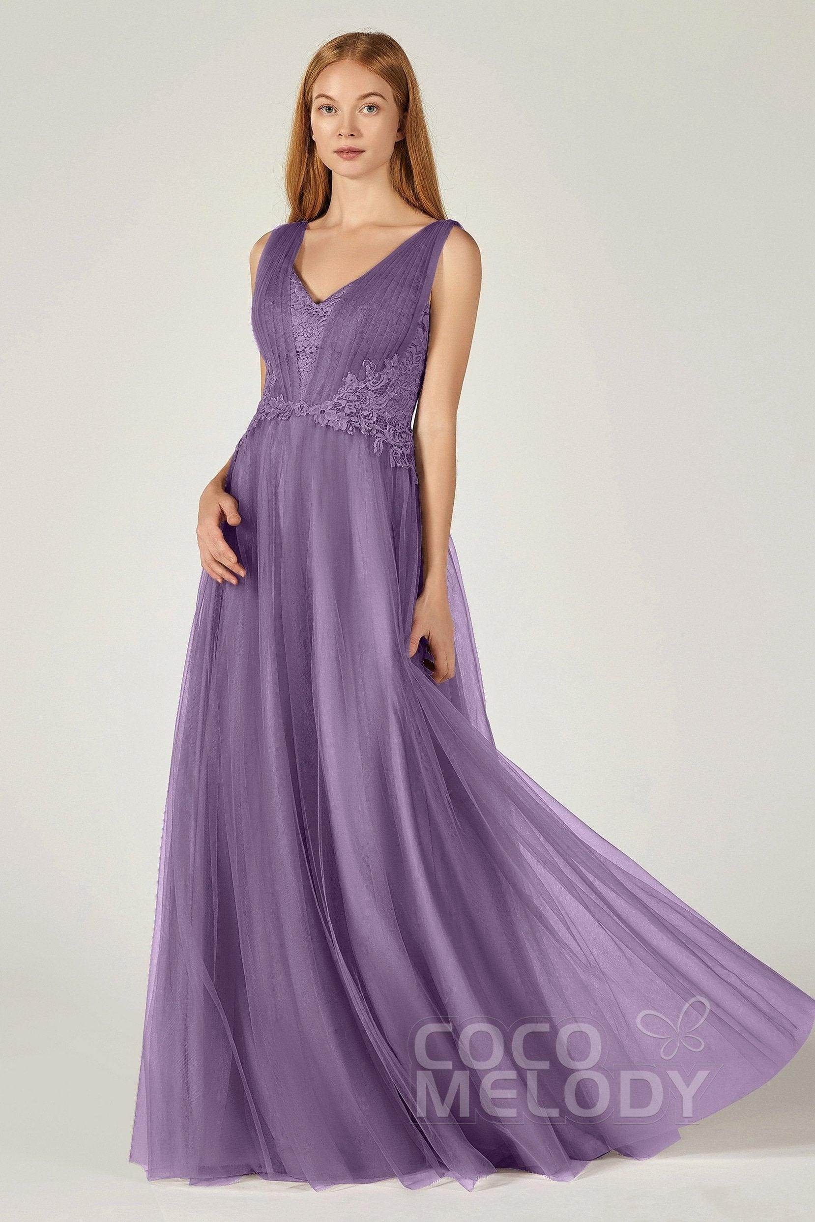 A-Line Floor Length Tulle/Lace Bridesmaid Dress CB0381