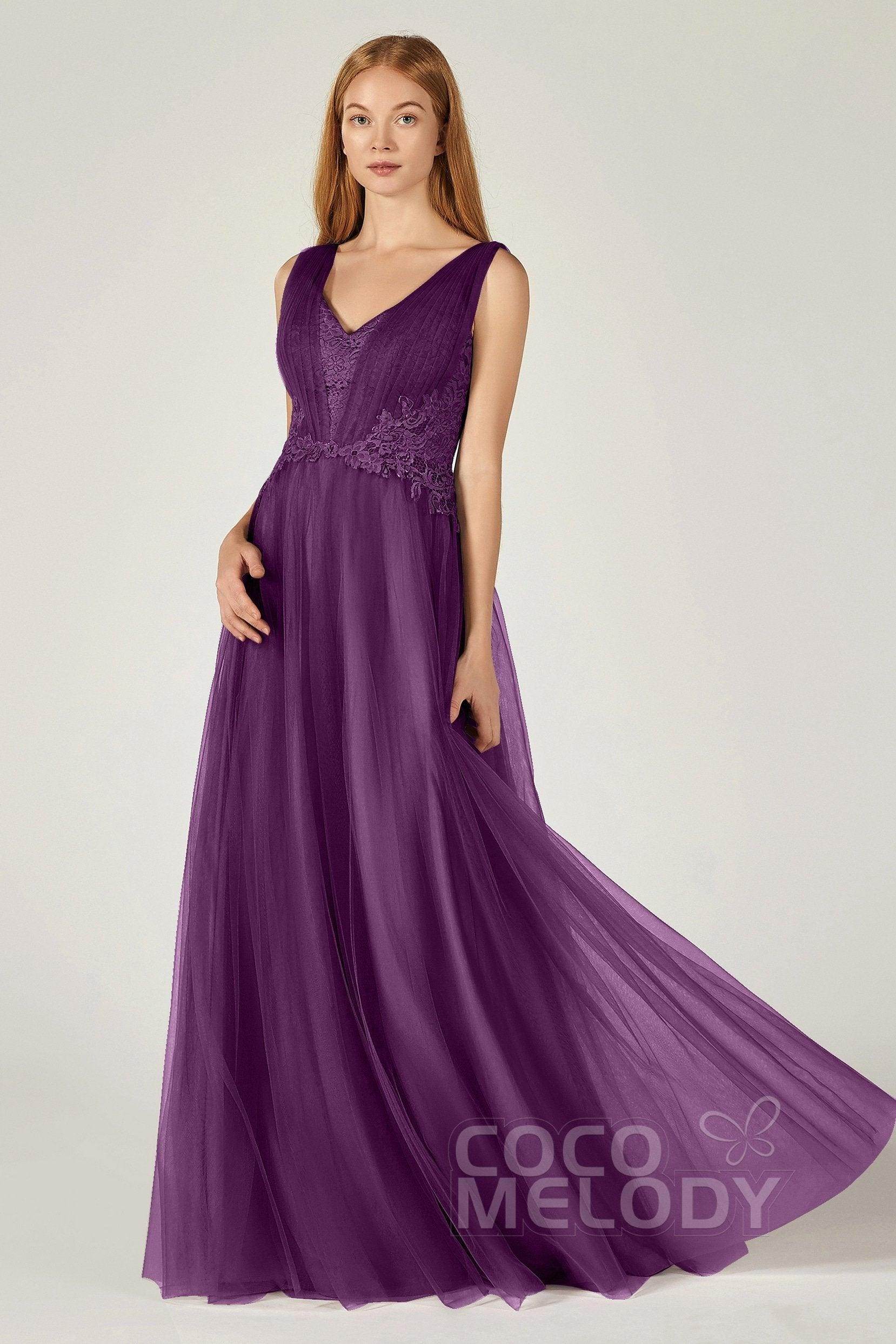 A-Line Floor Length Tulle/Lace Bridesmaid Dress CB0381
