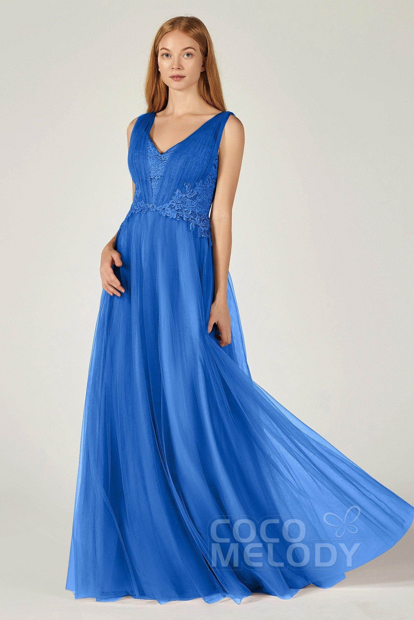 A-Line Floor Length Tulle/Lace Bridesmaid Dress CB0381
