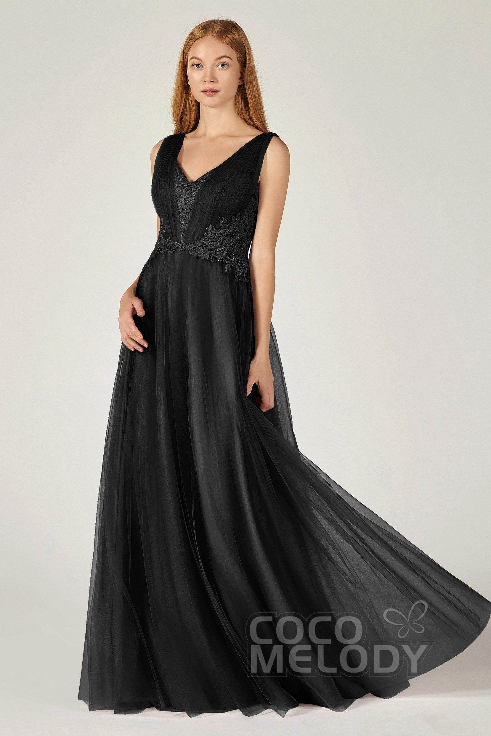 A-Line Floor Length Tulle/Lace Bridesmaid Dress CB0381