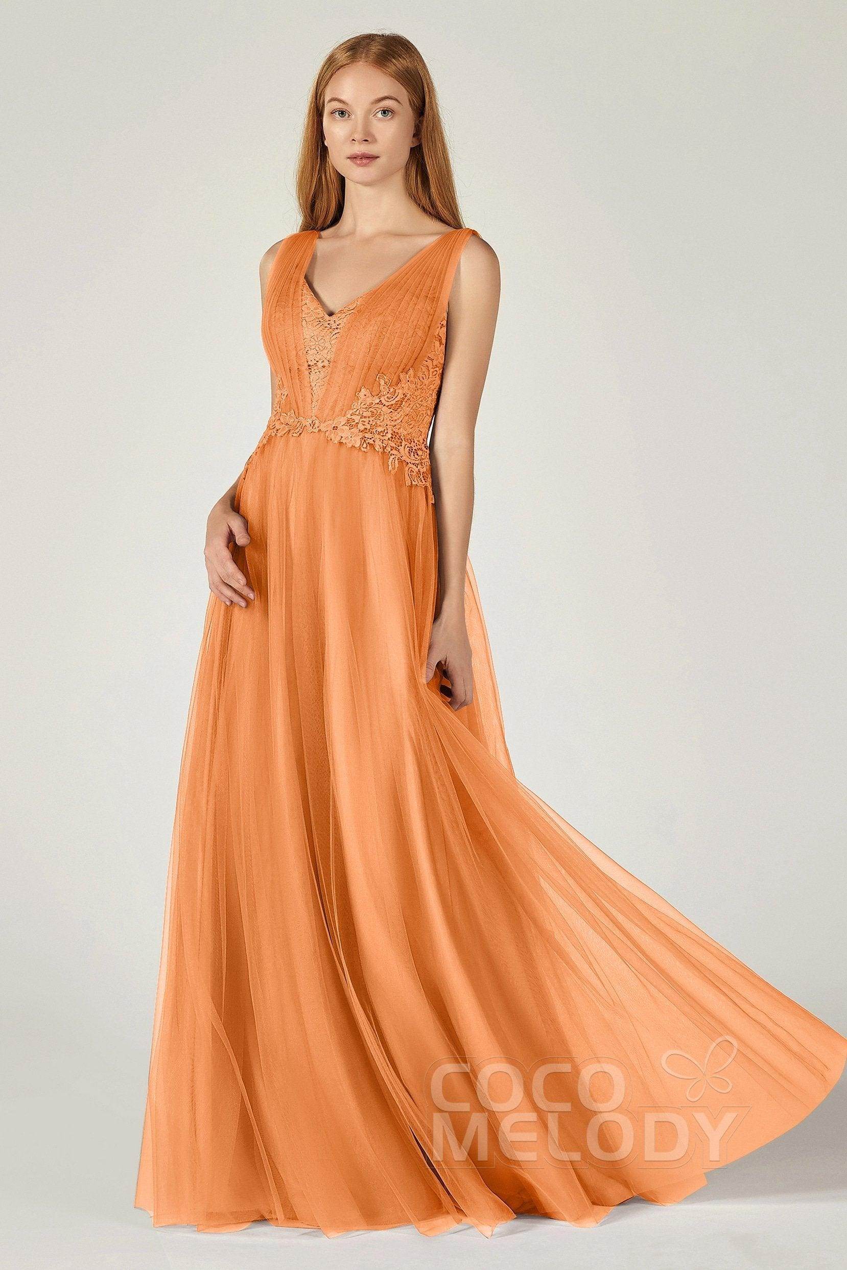 A-Line Floor Length Tulle/Lace Bridesmaid Dress CB0381